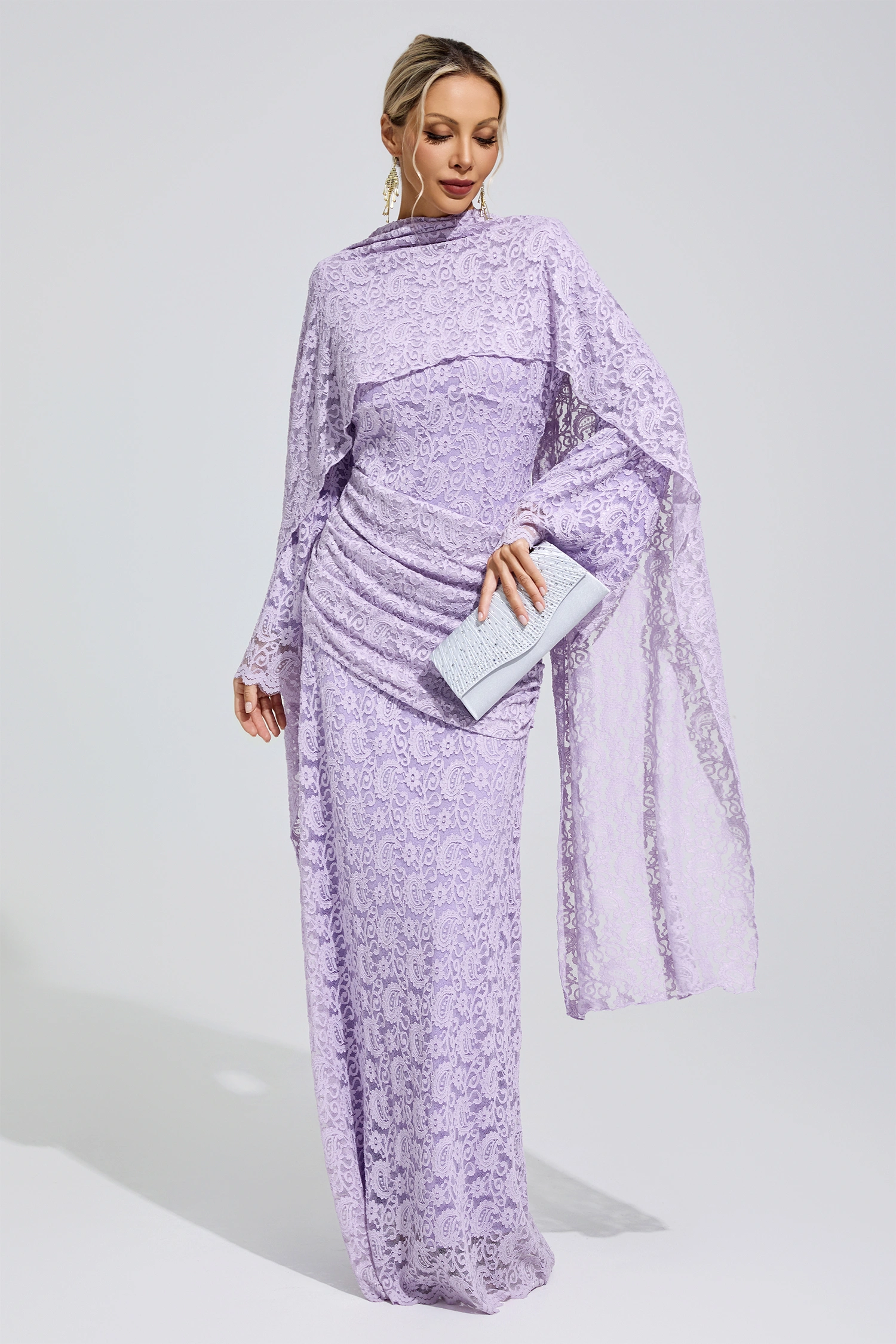 Hodgkin Purple Lace Fishtail Bodycon Dress