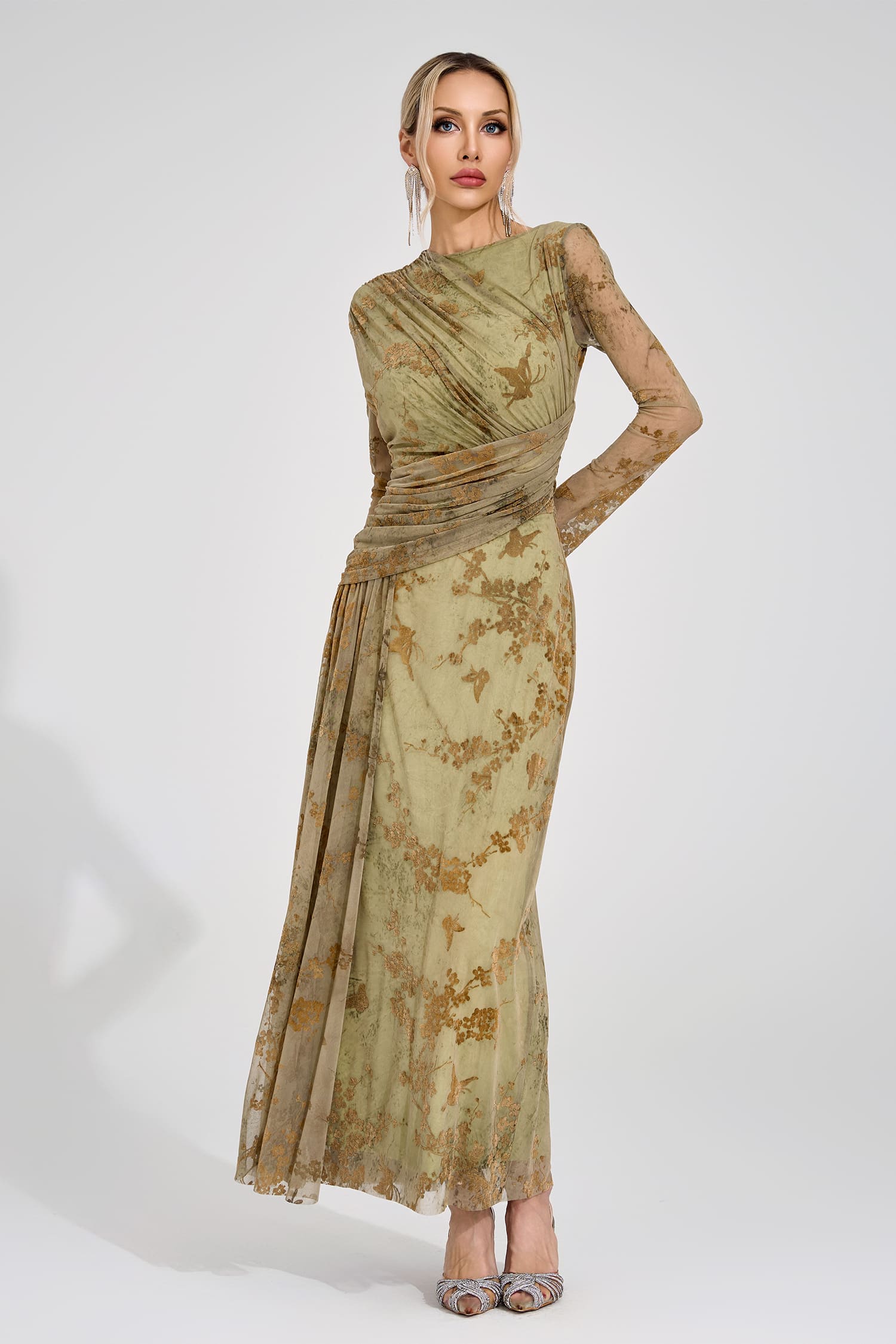 Homer Green Printed Maxi Dress