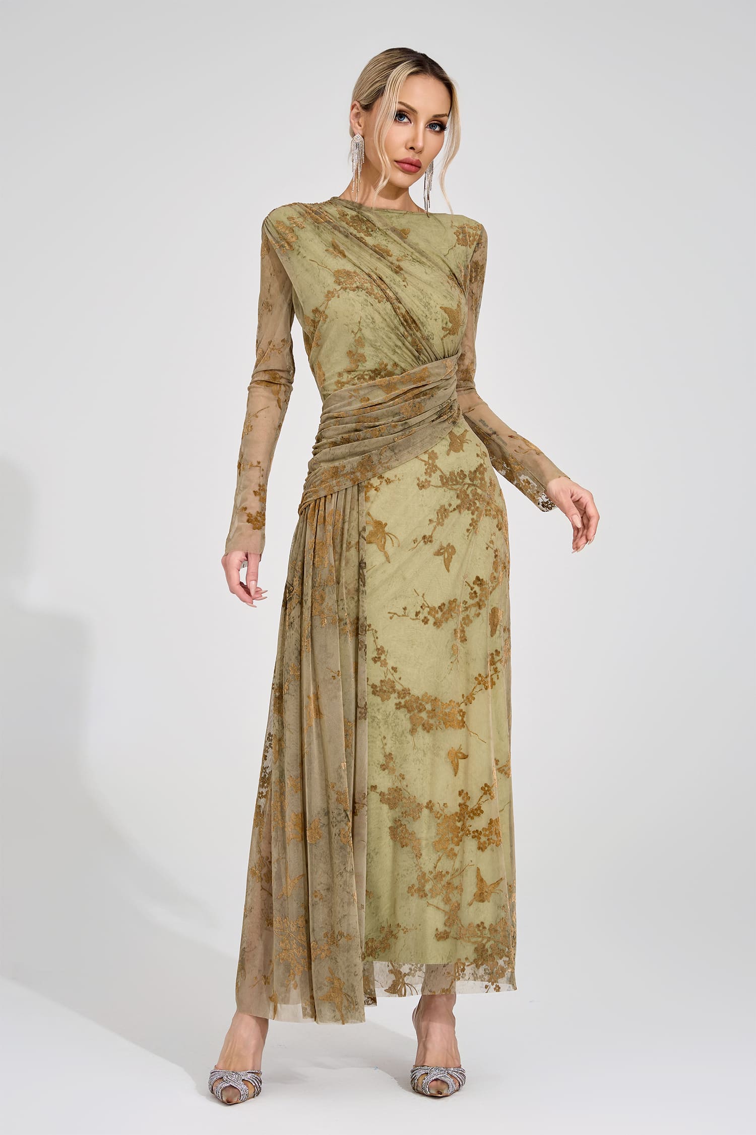 Homer Green Printed Maxi Dress