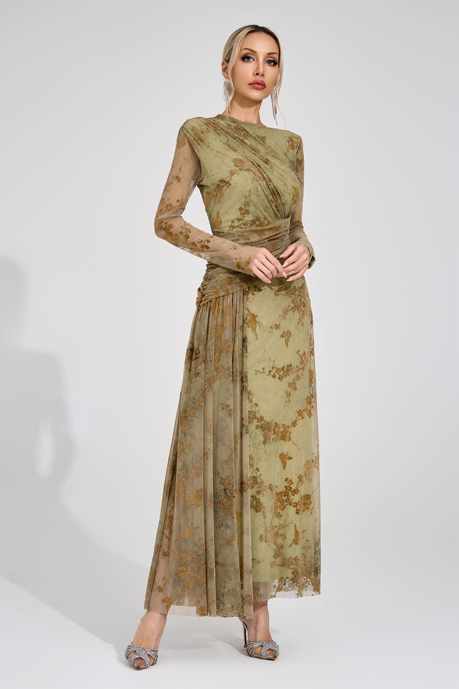 Homer Green Printed Maxi Dress