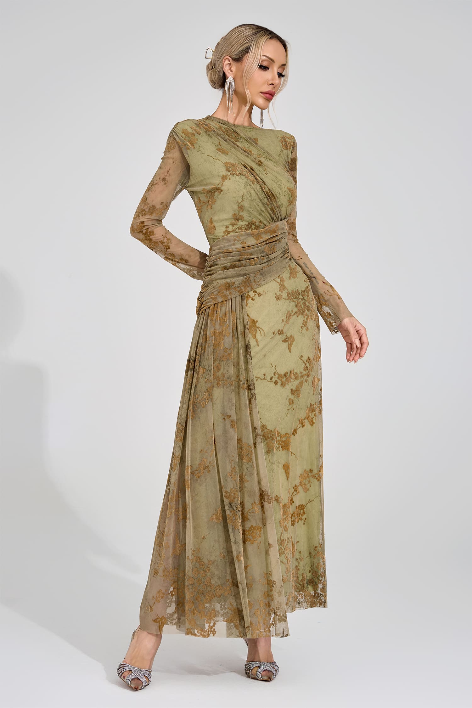 Homer Green Printed Maxi Dress
