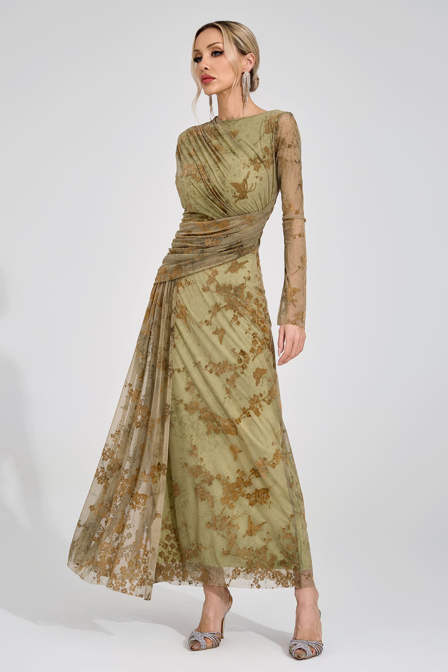 Homer Green Printed Maxi Dress