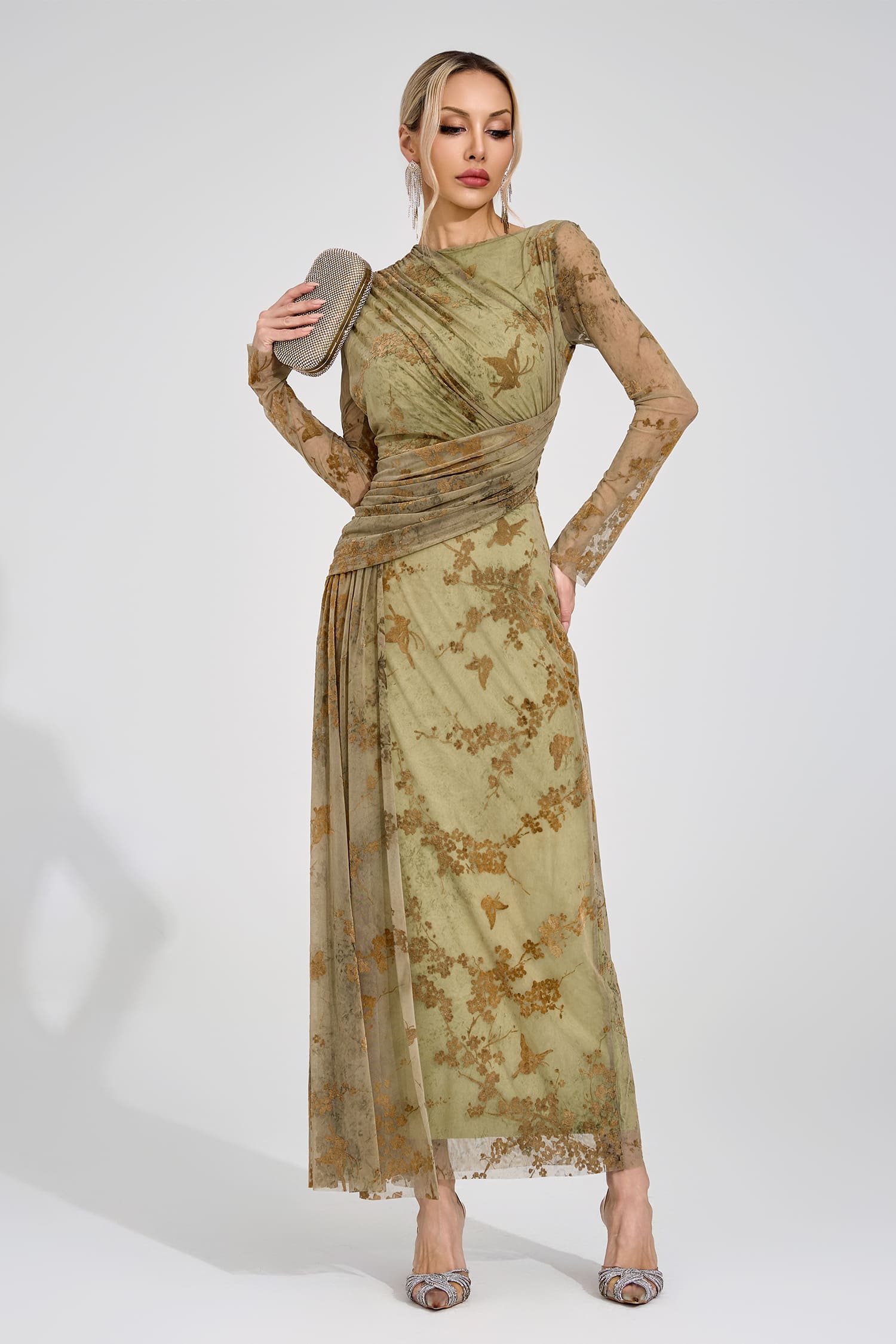 Homer Green Printed Maxi Dress
