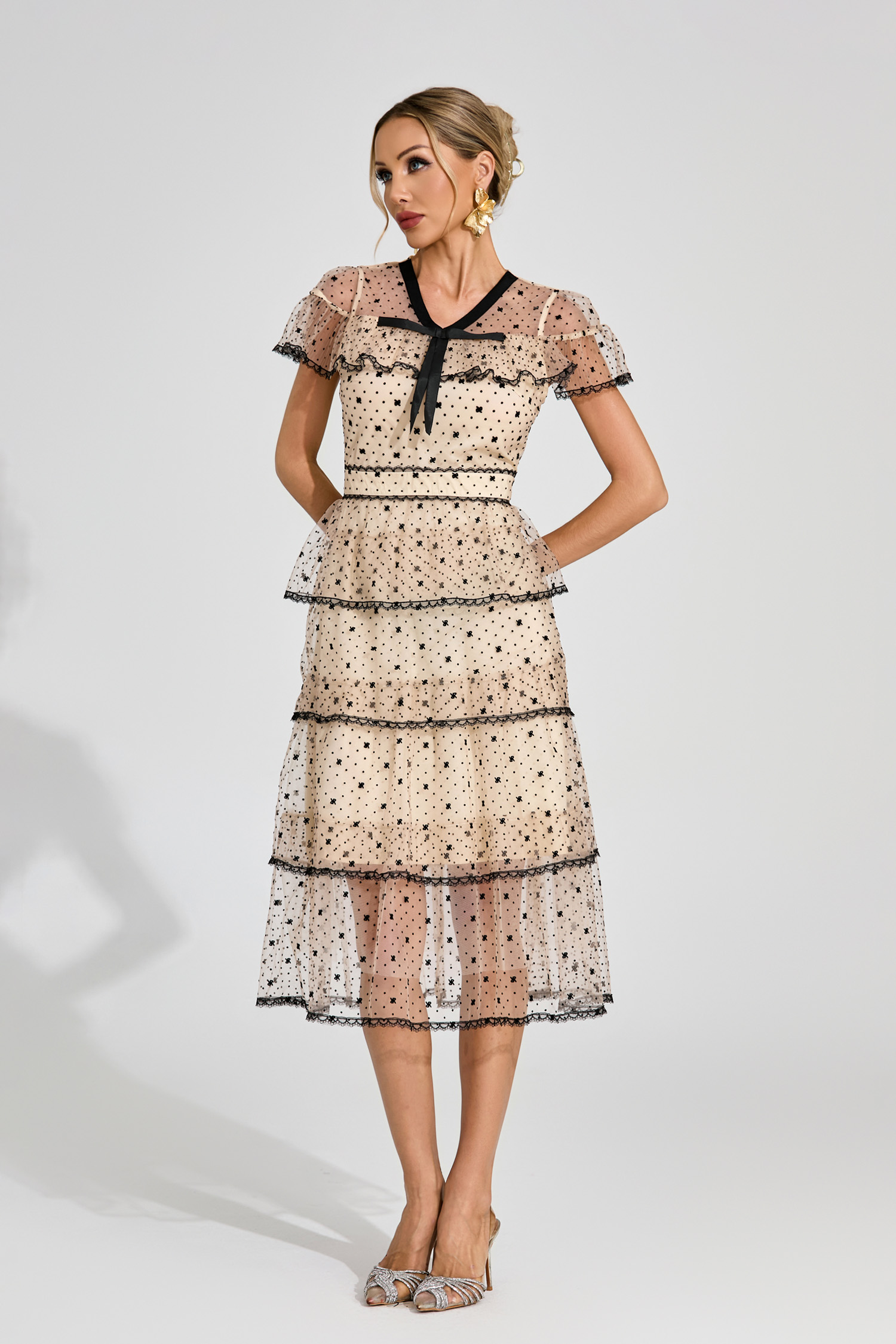 Hood Apricot Polka Dot Tulle Dress