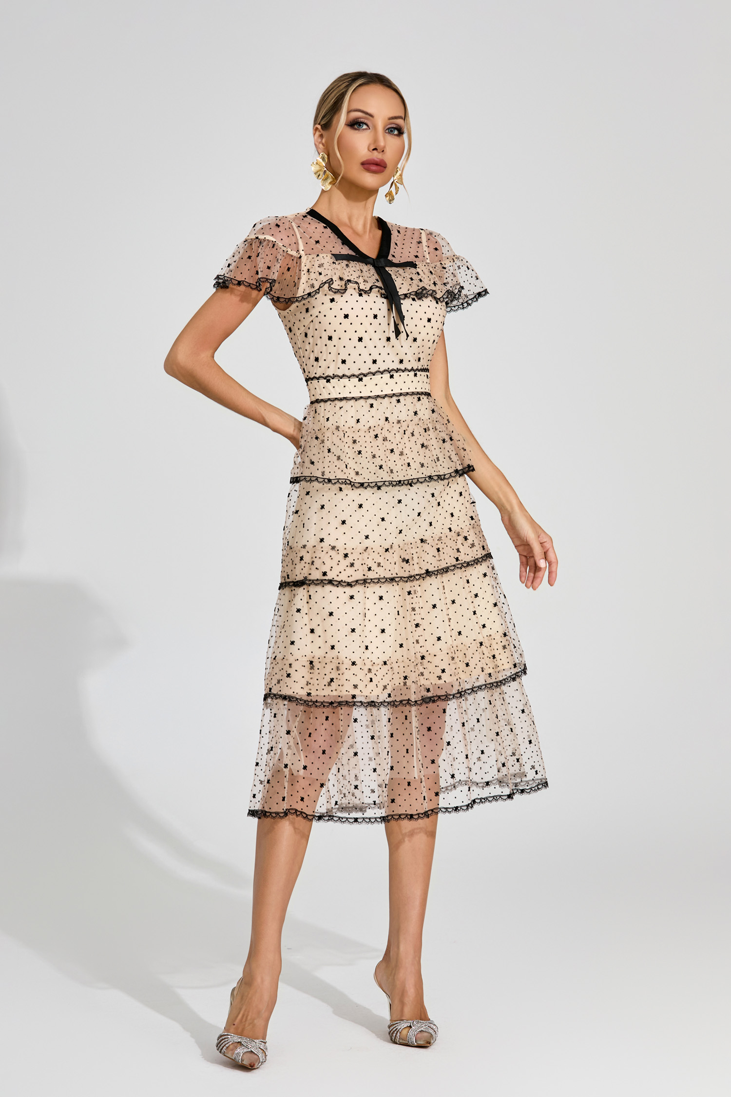 Hood Apricot Polka Dot Tulle Dress