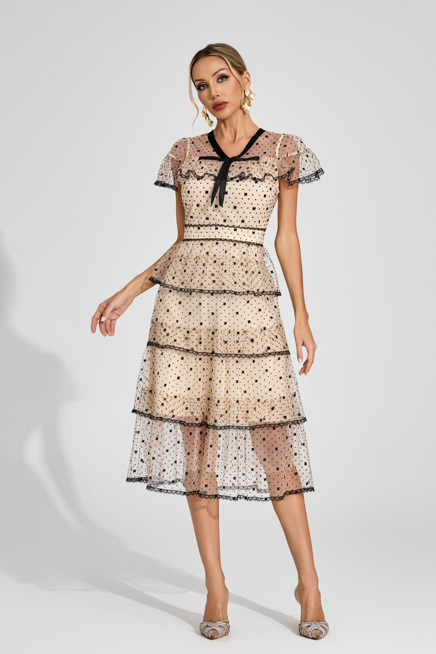 Hood Apricot Polka Dot Tulle Dress