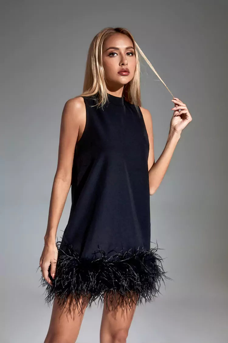 Hope Black Feather Mini Dress - Catchall