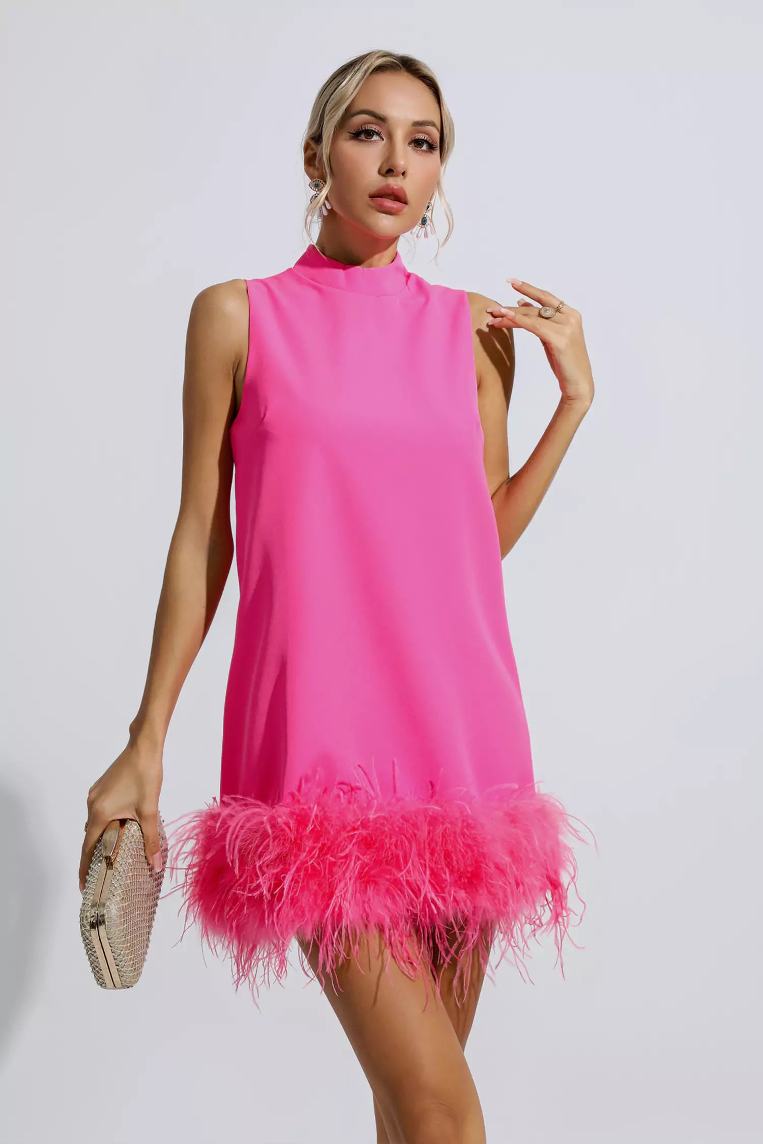 Hope Pink Feather Mini Dress