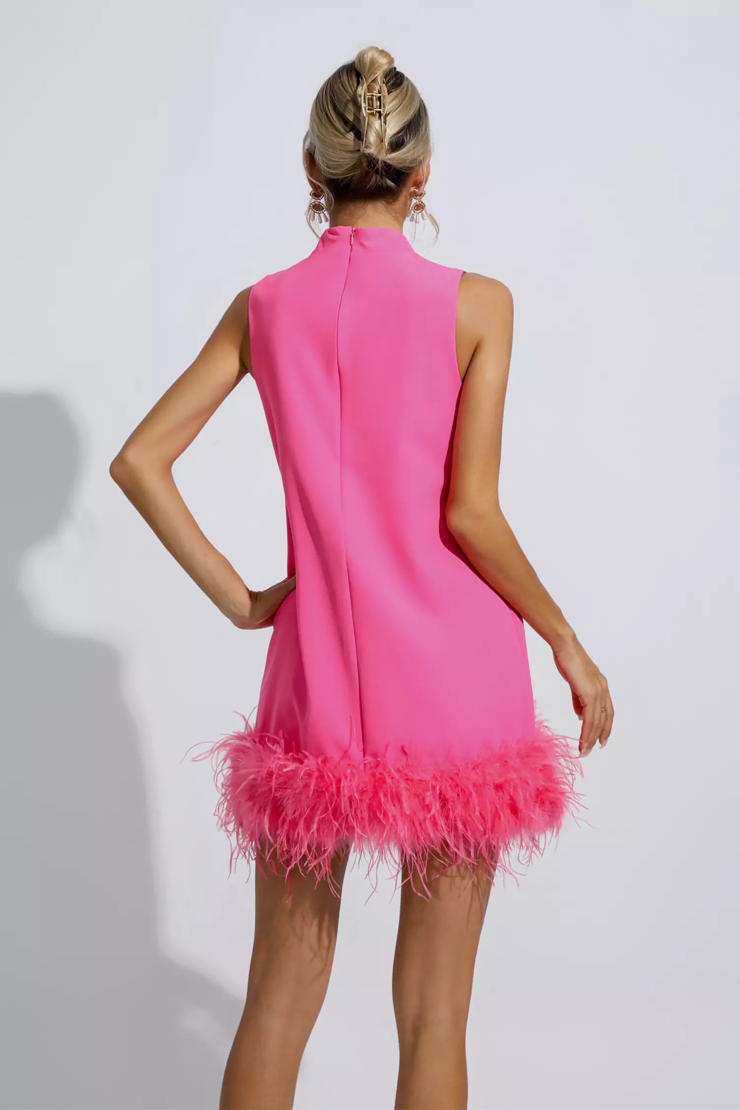 Hope Pink Feather Mini Dress-CATCHALL