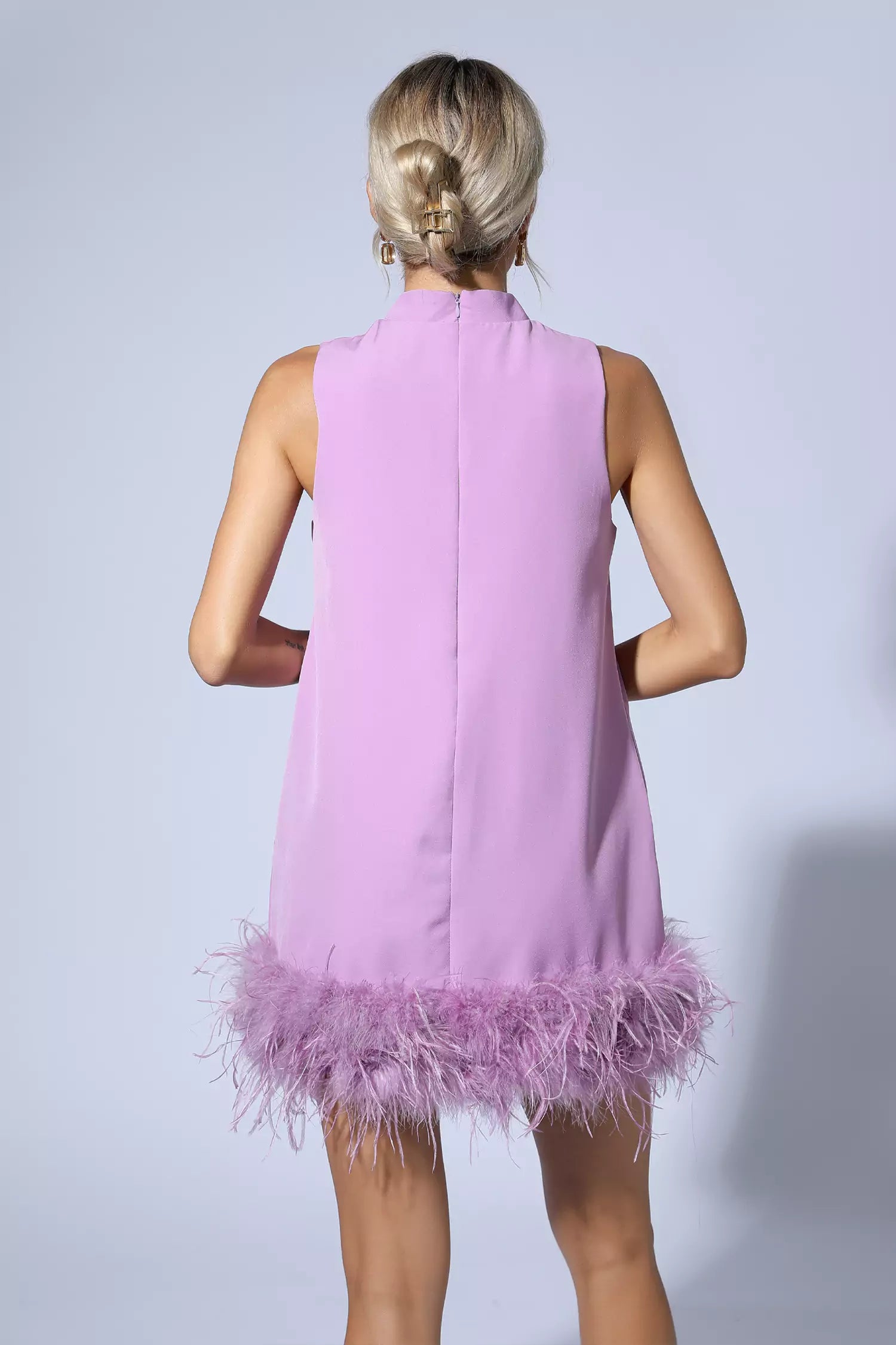 Hope Purple Feather Mini Dress-CATCHALL
