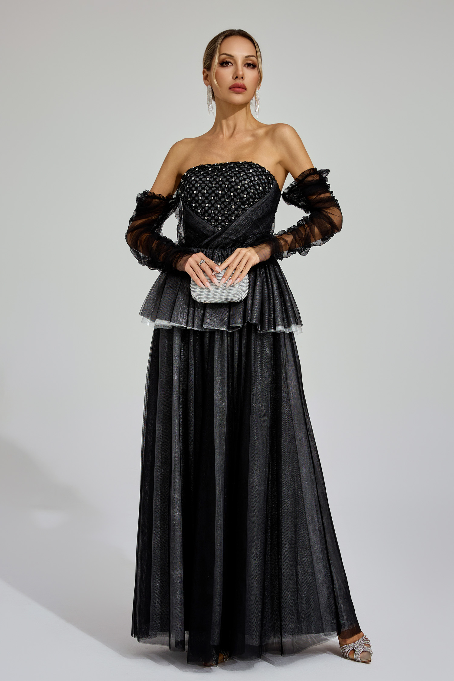 Hoyle Black Mesh Off Shoulder Dress