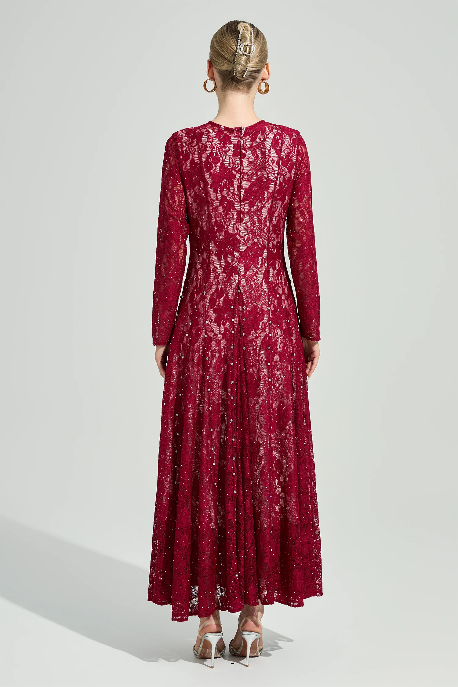 Hubble Red Lace Ruffle Dress