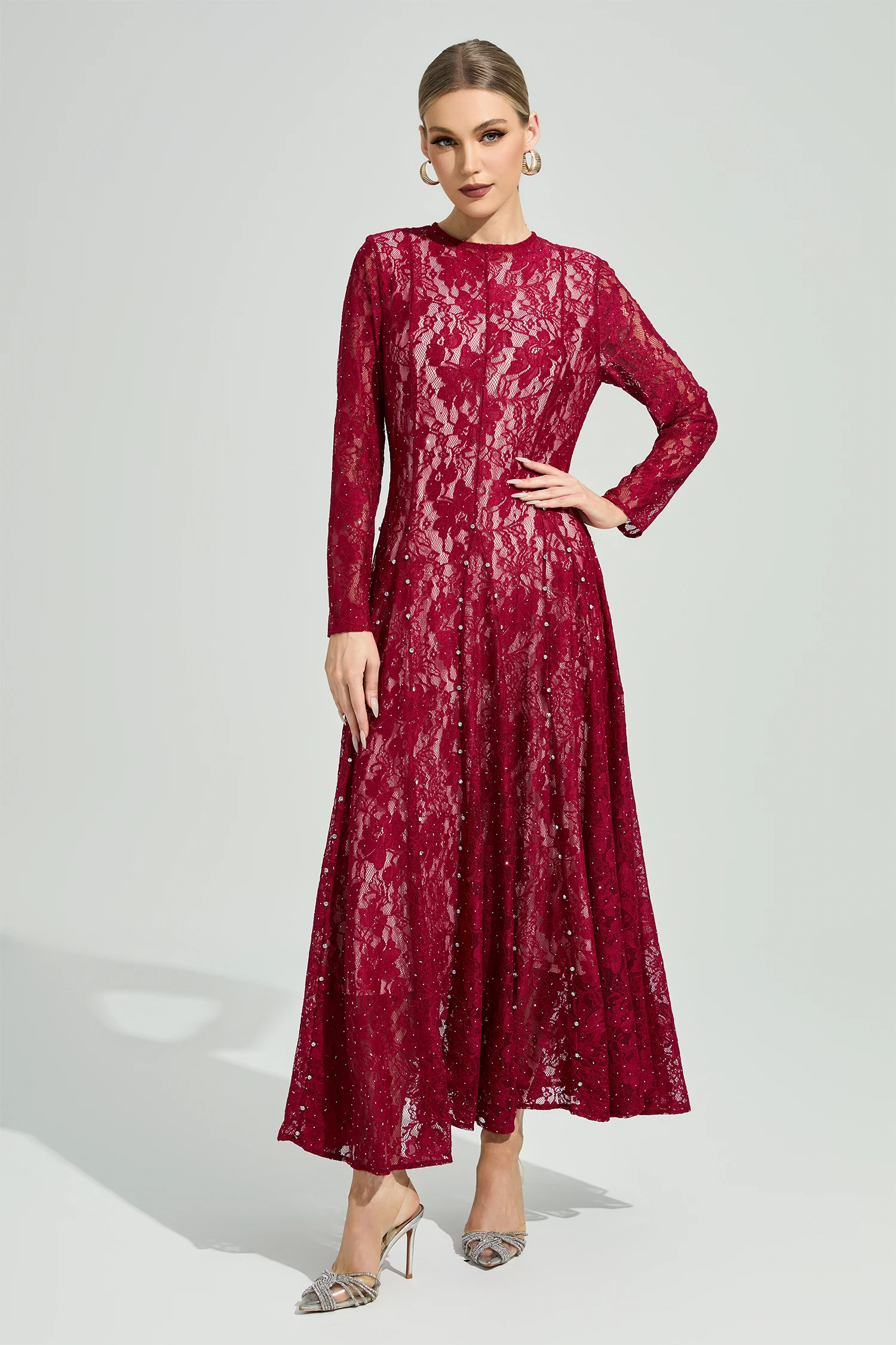 Hubble Red Lace Ruffle Dress