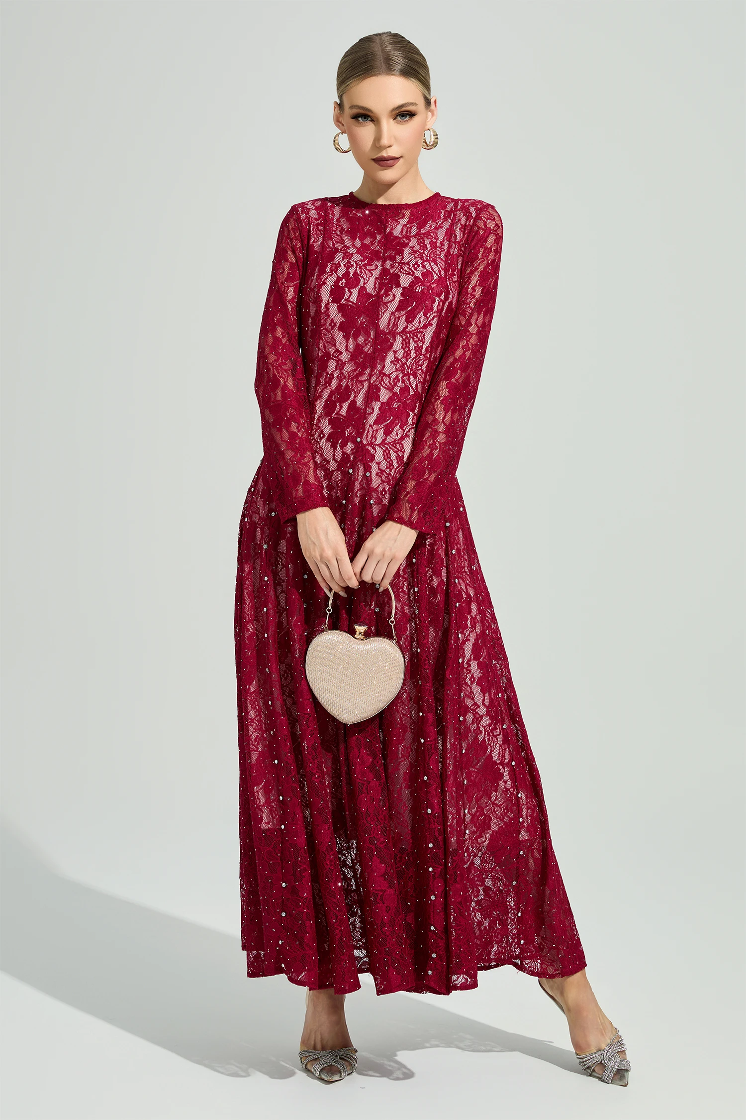 Hubble Red Lace Ruffle Dress