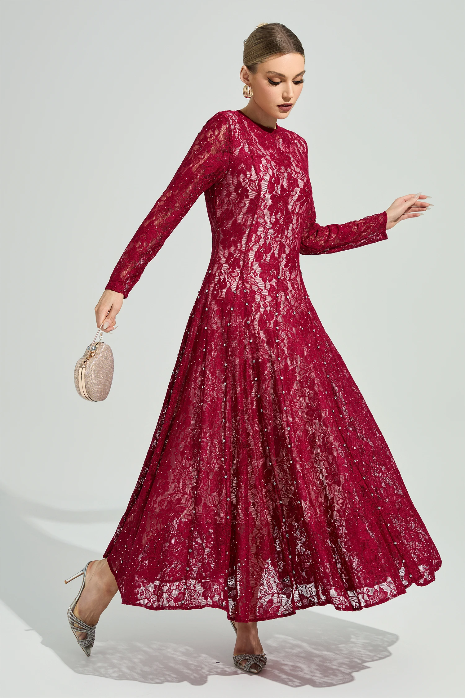 Hubble Red Lace Ruffle Dress