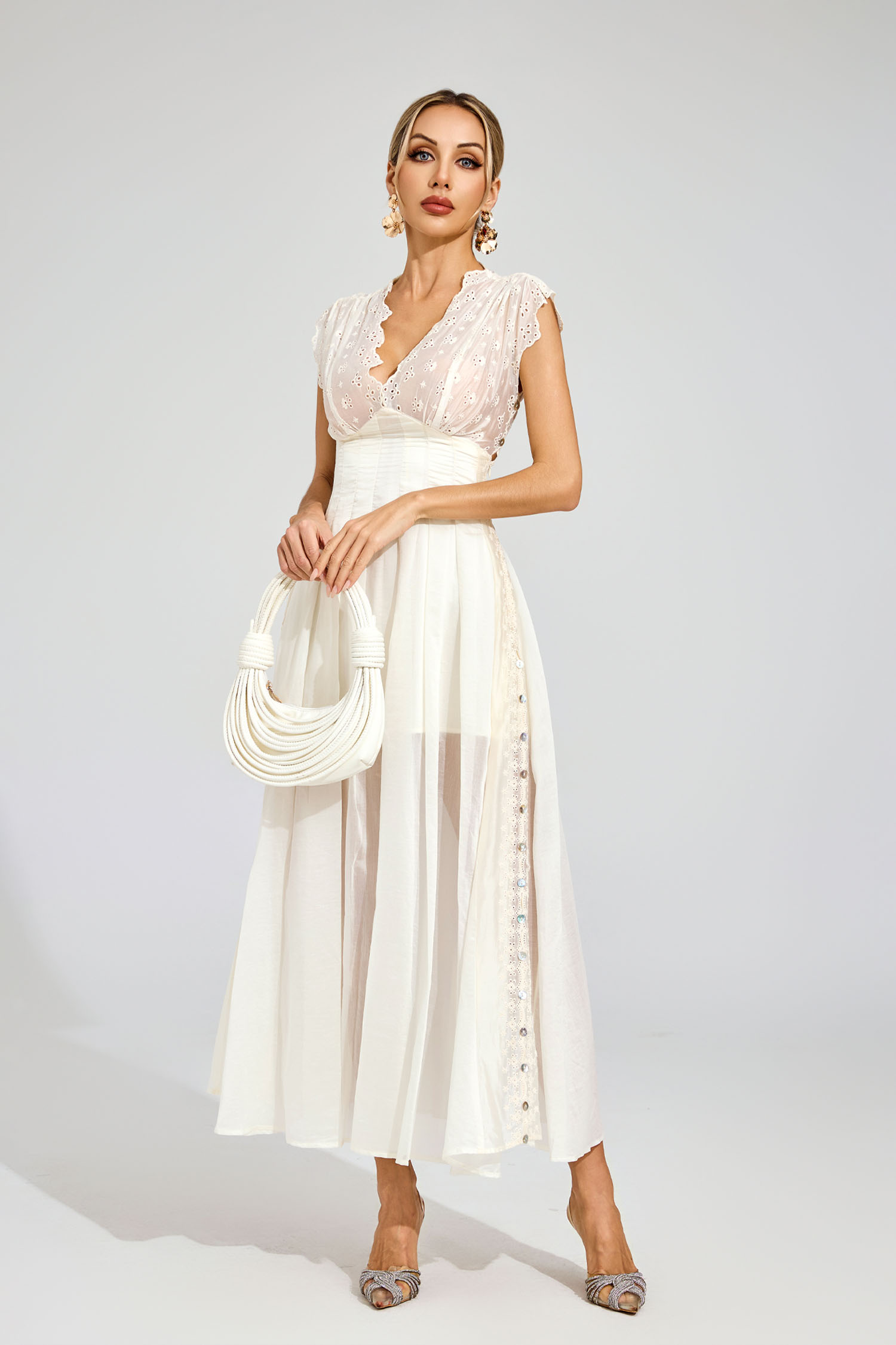 Hutt Apricot Lace Maxi Dress