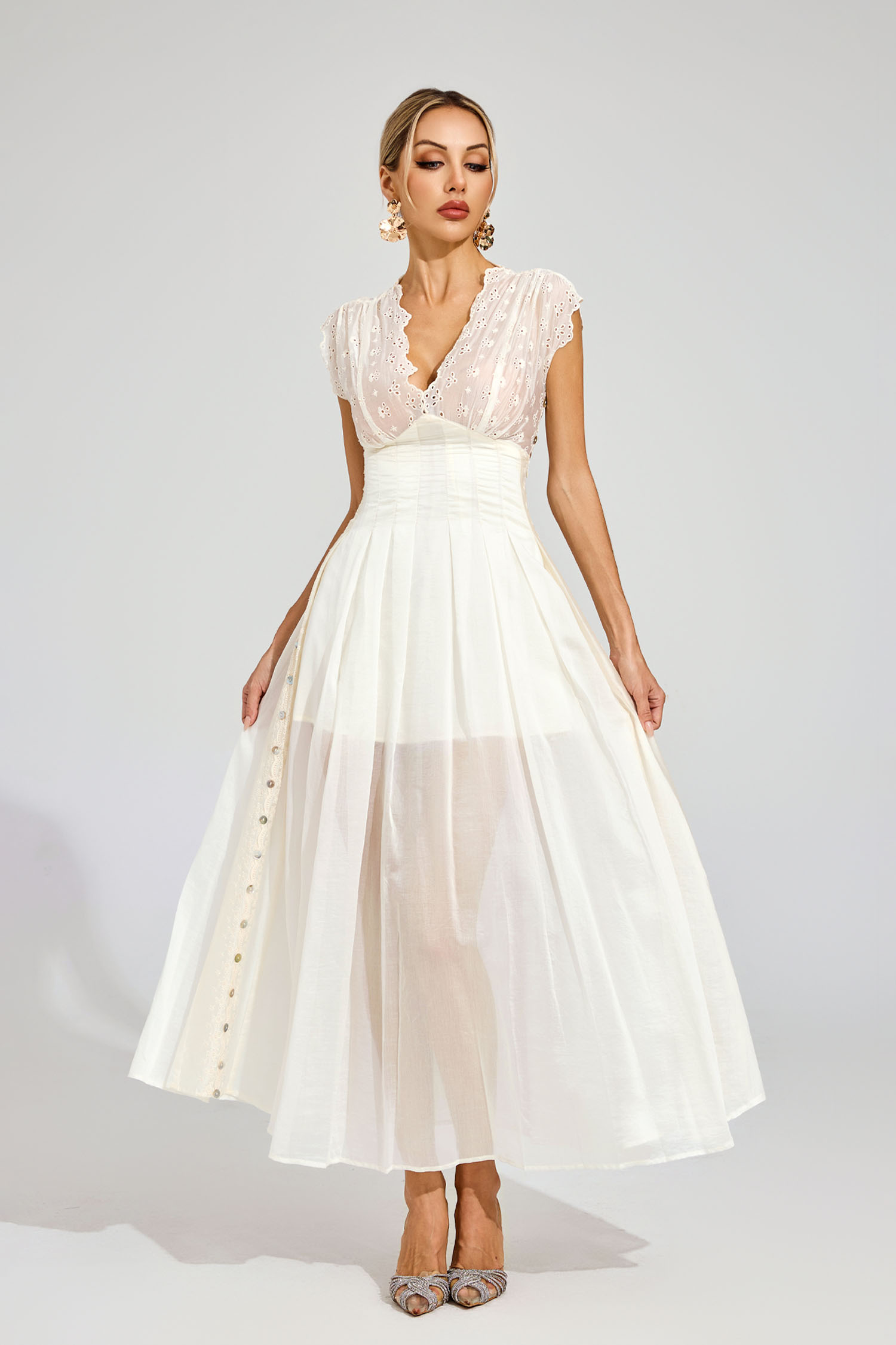 Hutt Apricot Lace Maxi Dress