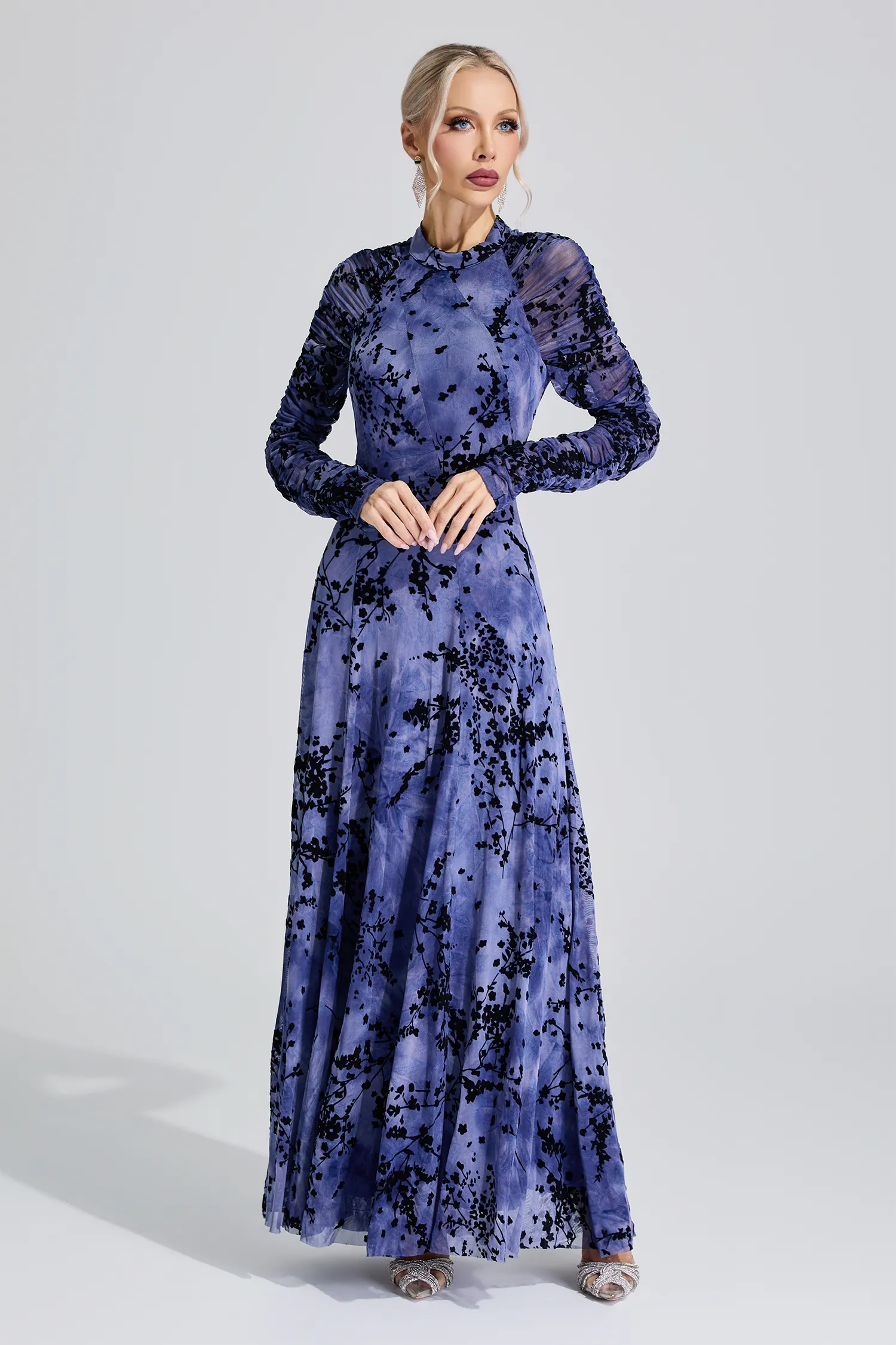 Aquitaine Purple Floral Maxi Dress