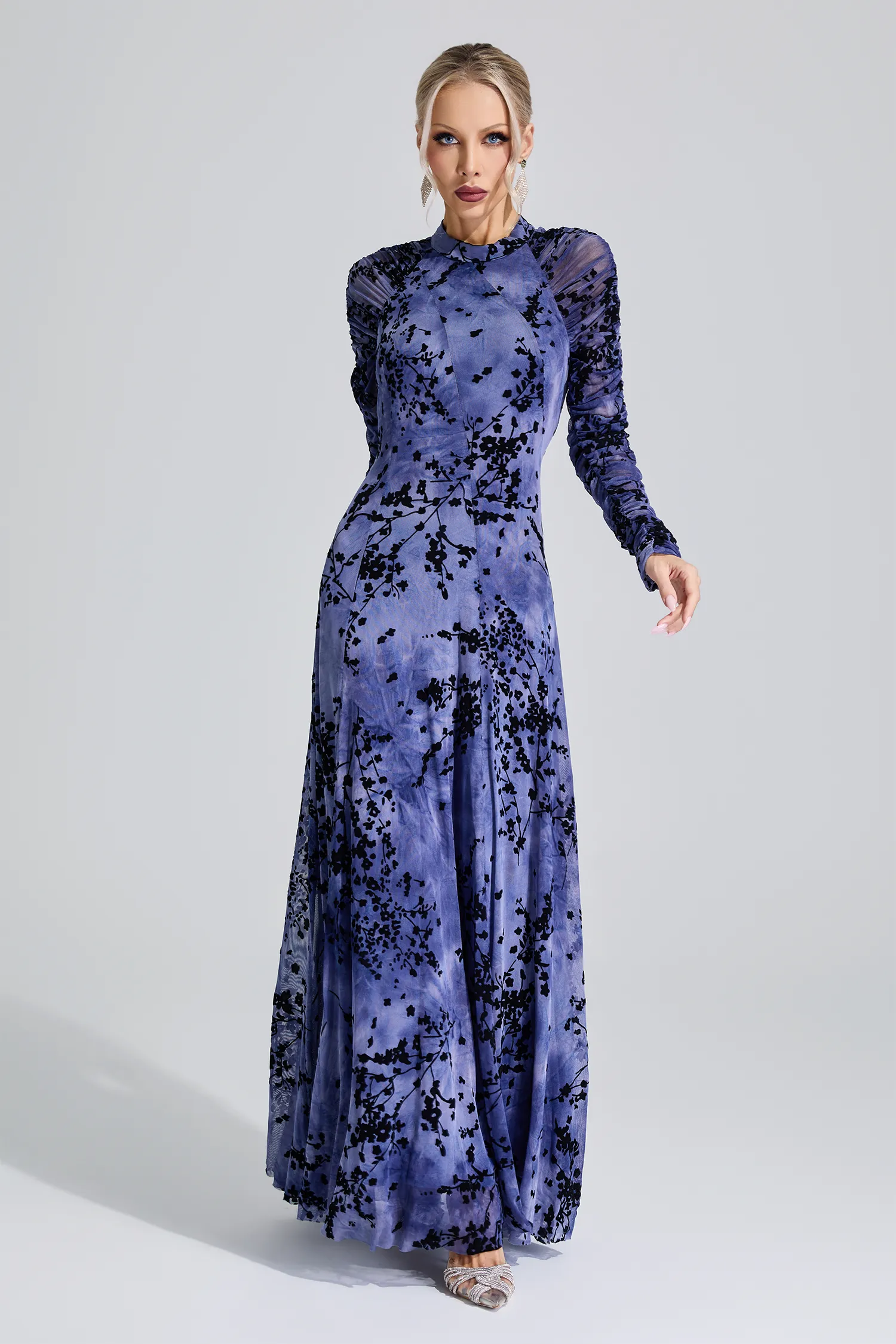 Aquitaine Purple Floral Maxi Dress