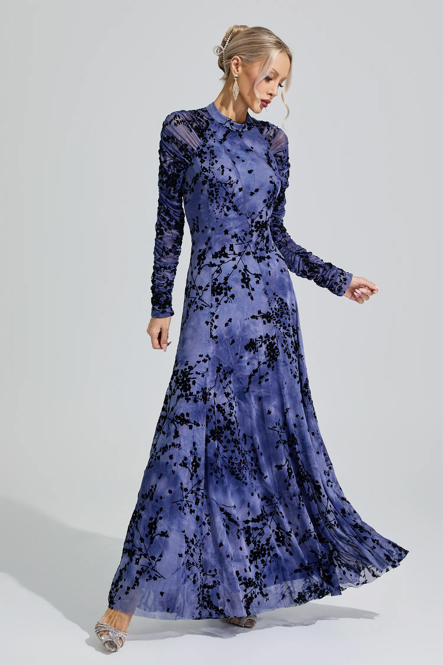 Aquitaine Purple Floral Maxi Dress