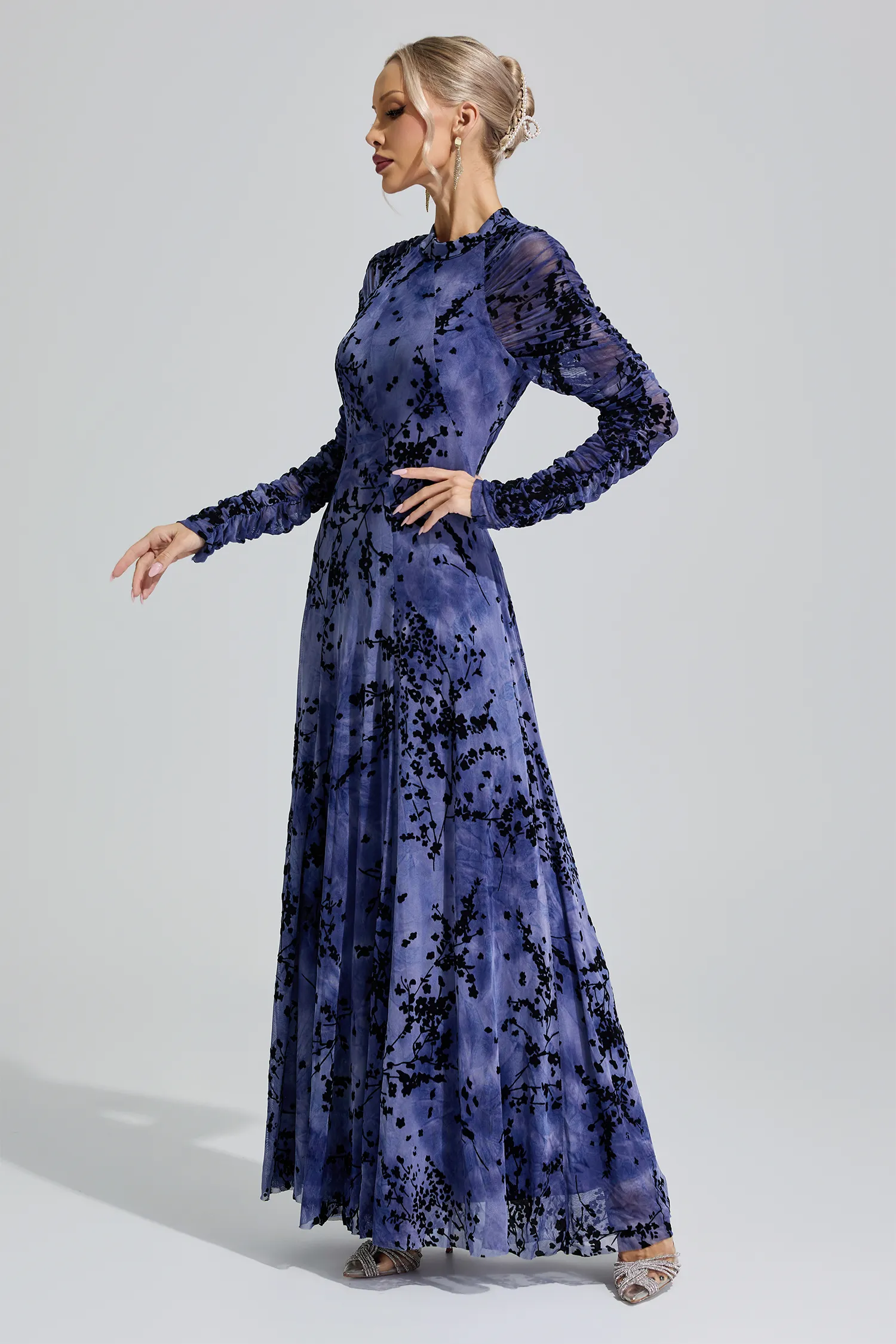 Aquitaine Purple Floral Maxi Dress