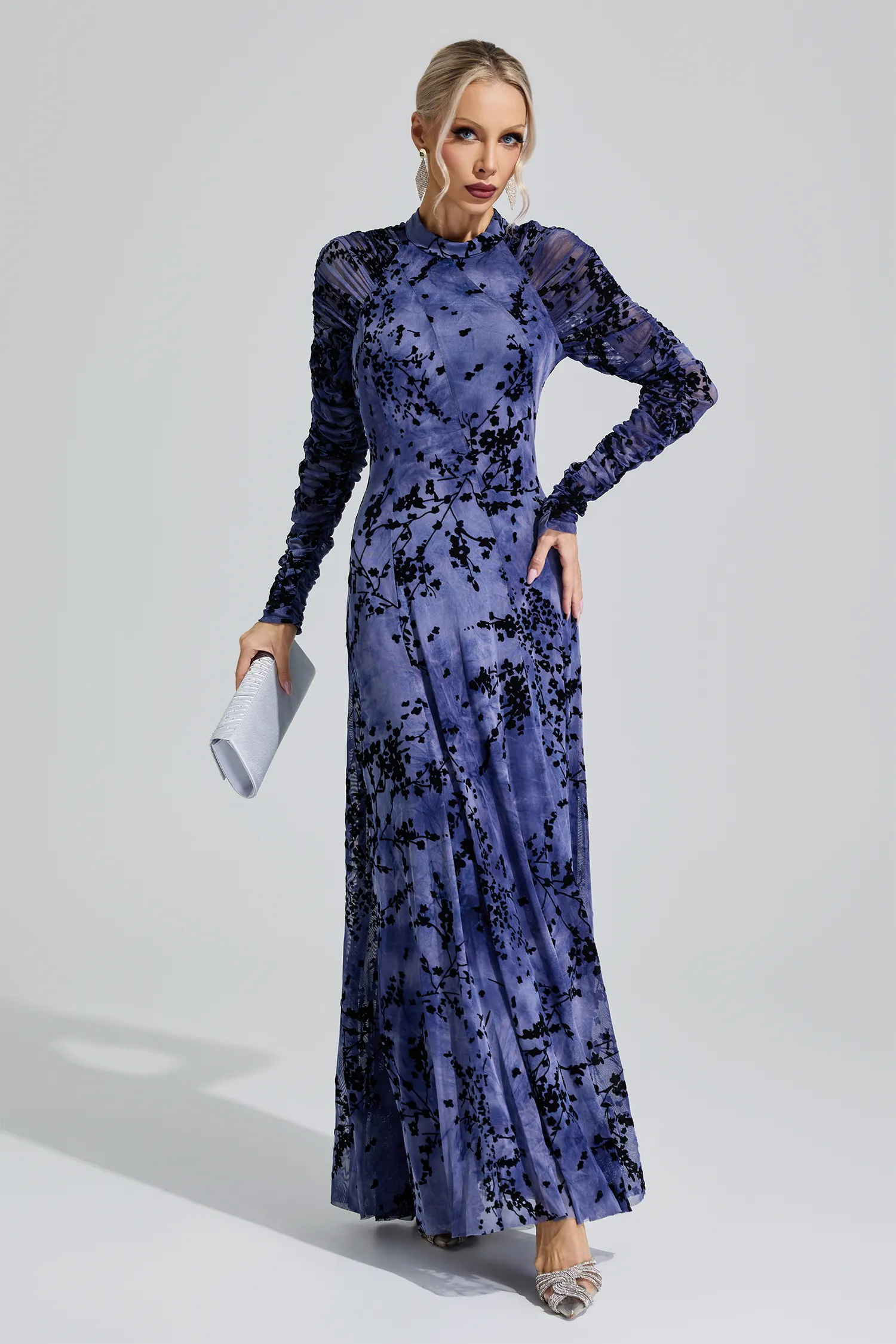 Aquitaine Purple Floral Maxi Dress