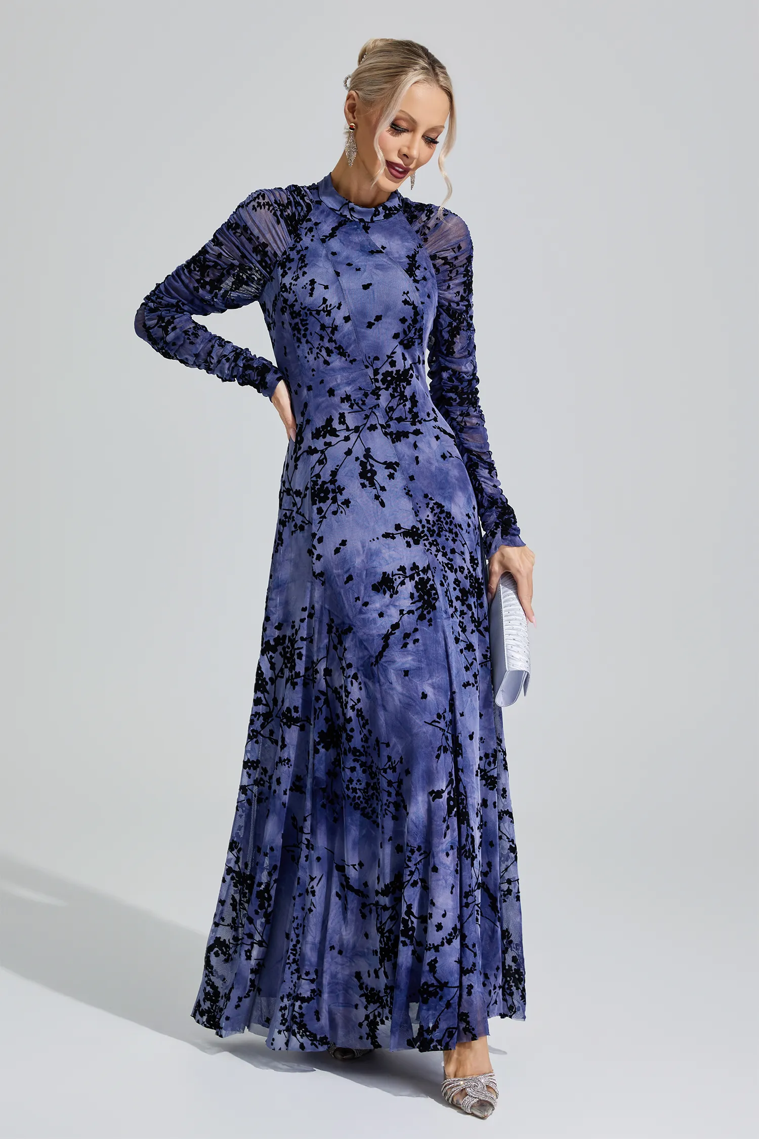 Aquitaine Purple Floral Maxi Dress