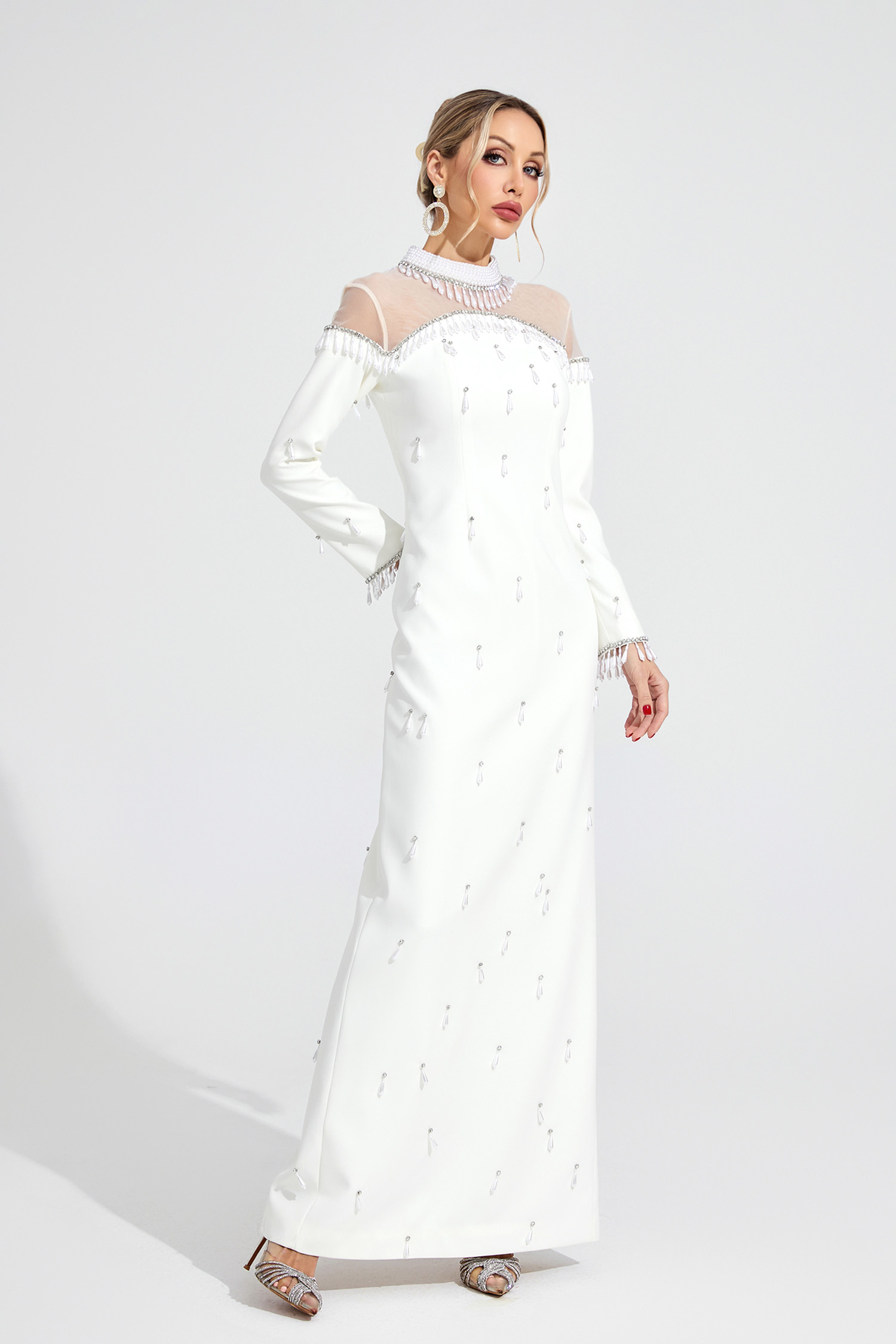 Ianthe White Pearl Maxi Dress