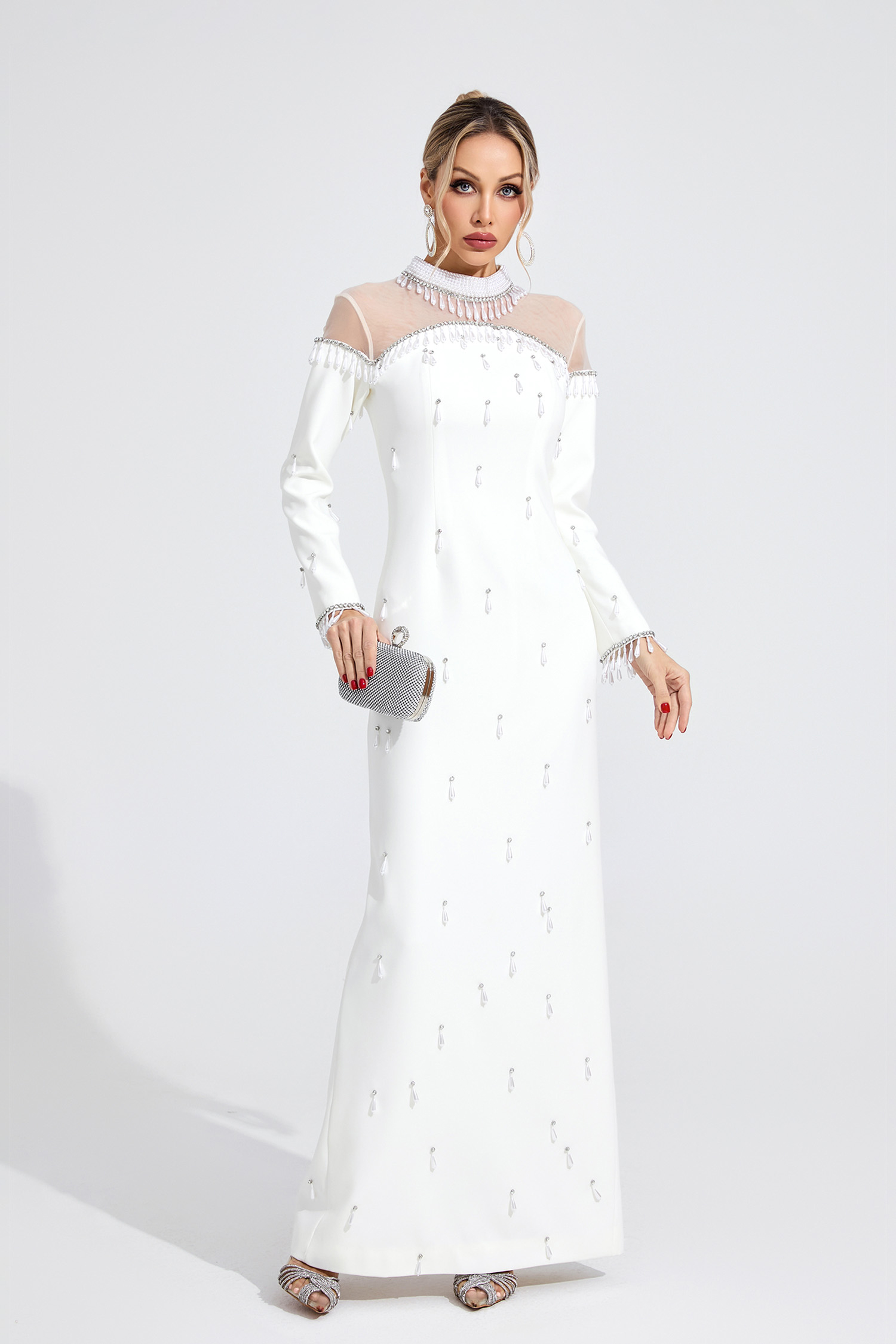 Ianthe White Pearl Maxi Dress