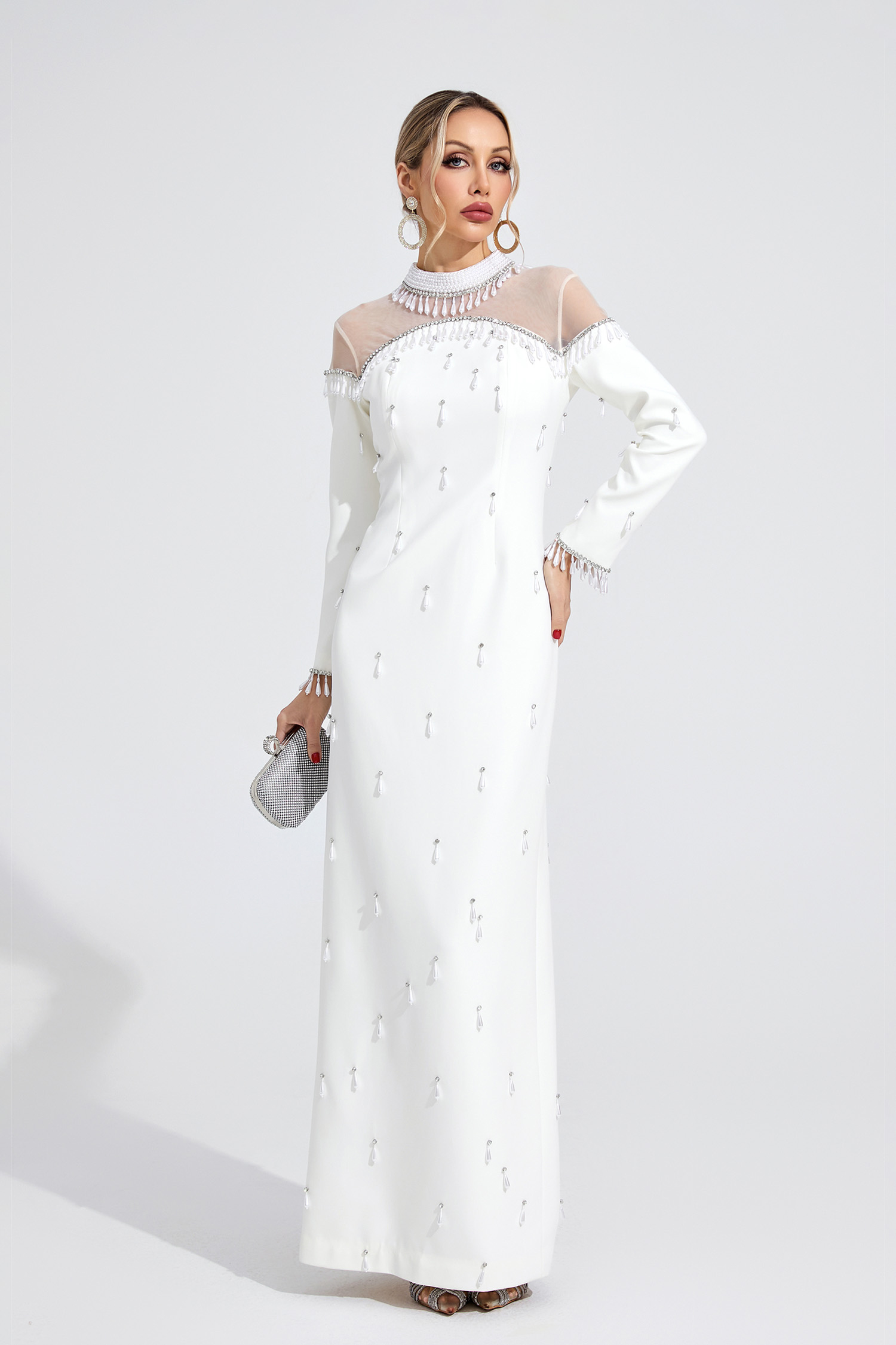 Ianthe White Pearl Maxi Dress