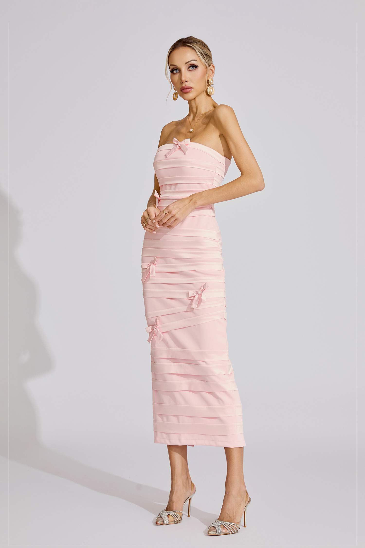 Ida Pink Bow Maxi Dress