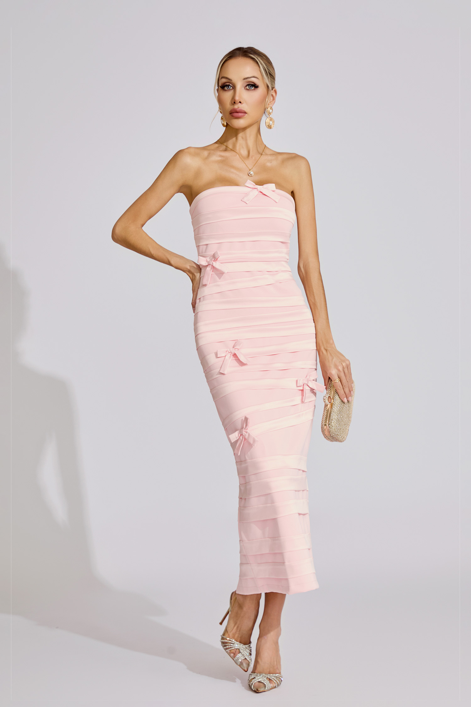 Ida Pink Bow Maxi Dress