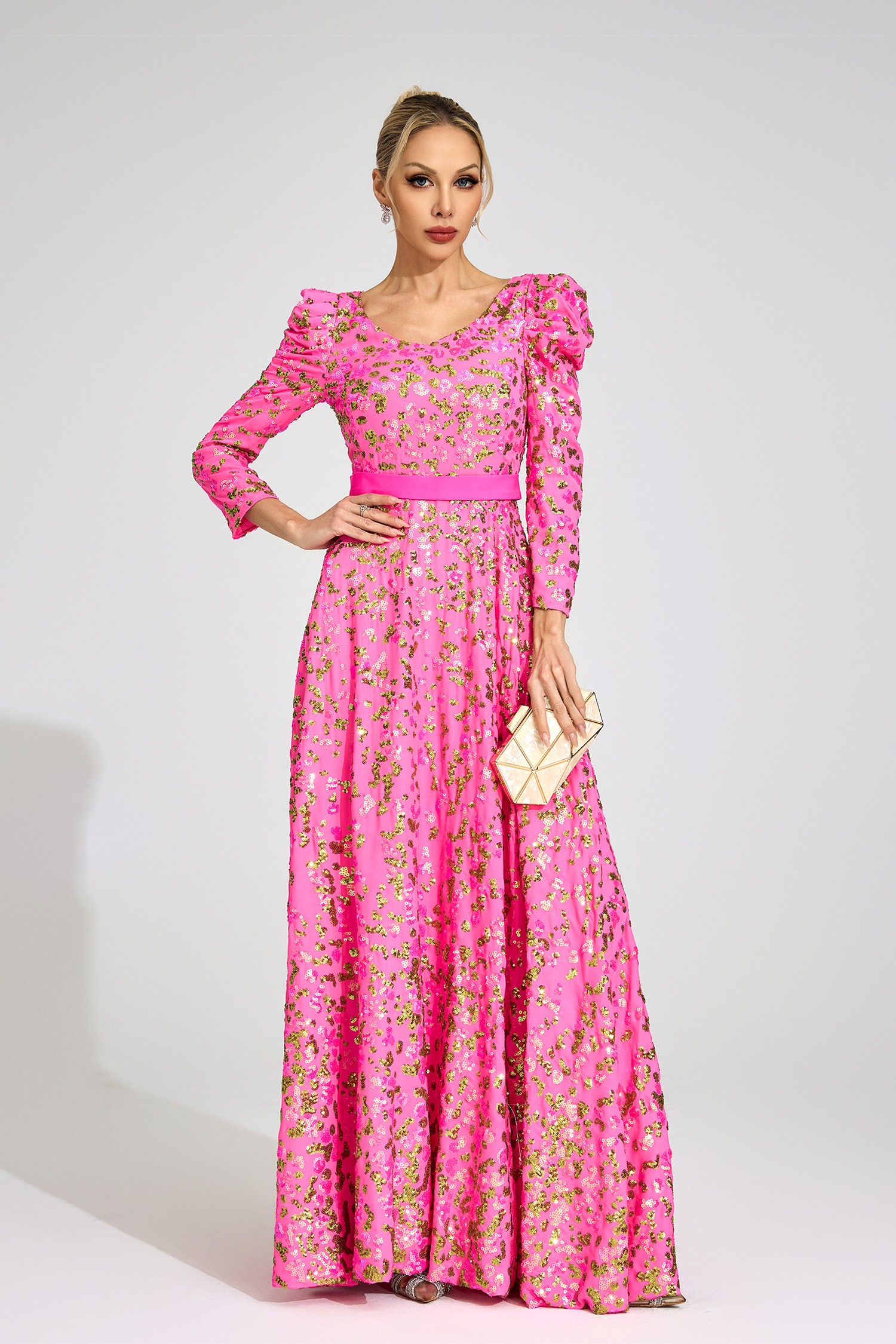 Ingrid Rose Red Sequin Maxi Dress