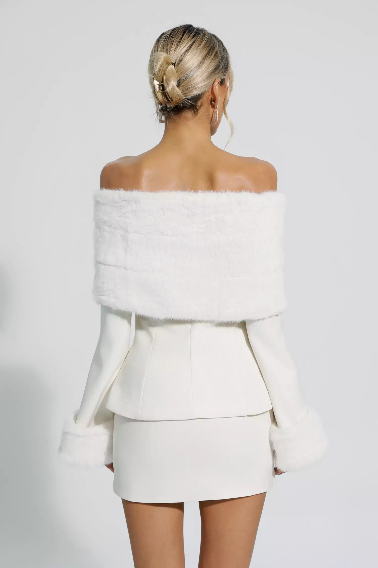 Irene White Furry Coat Set-CATCHALL