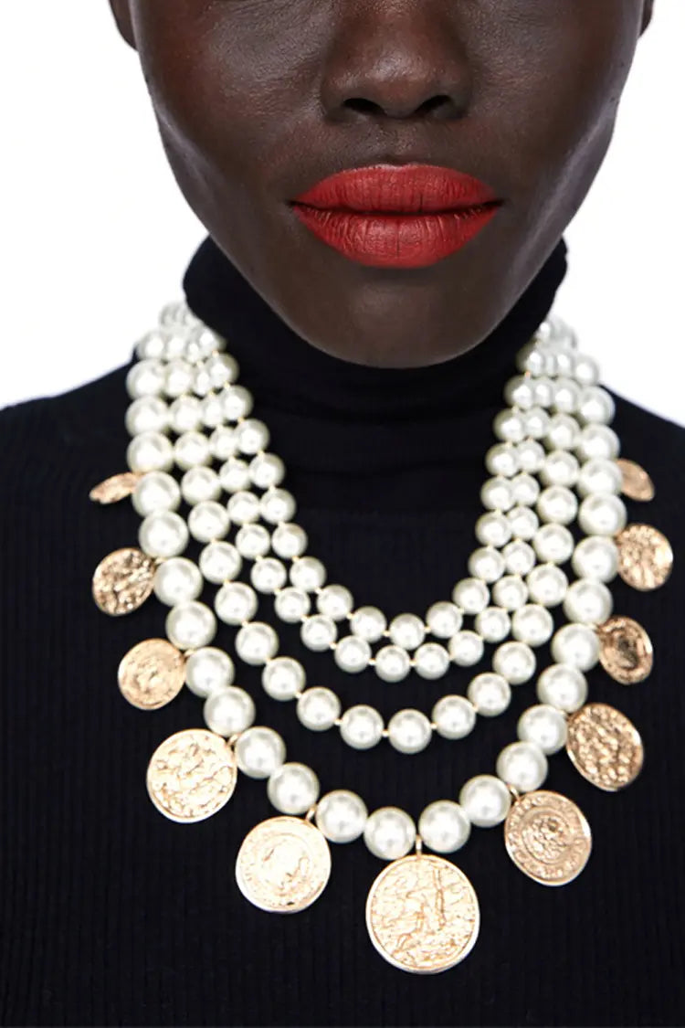 Isabel Pearl Gold Coin Necklace-CATCHALL