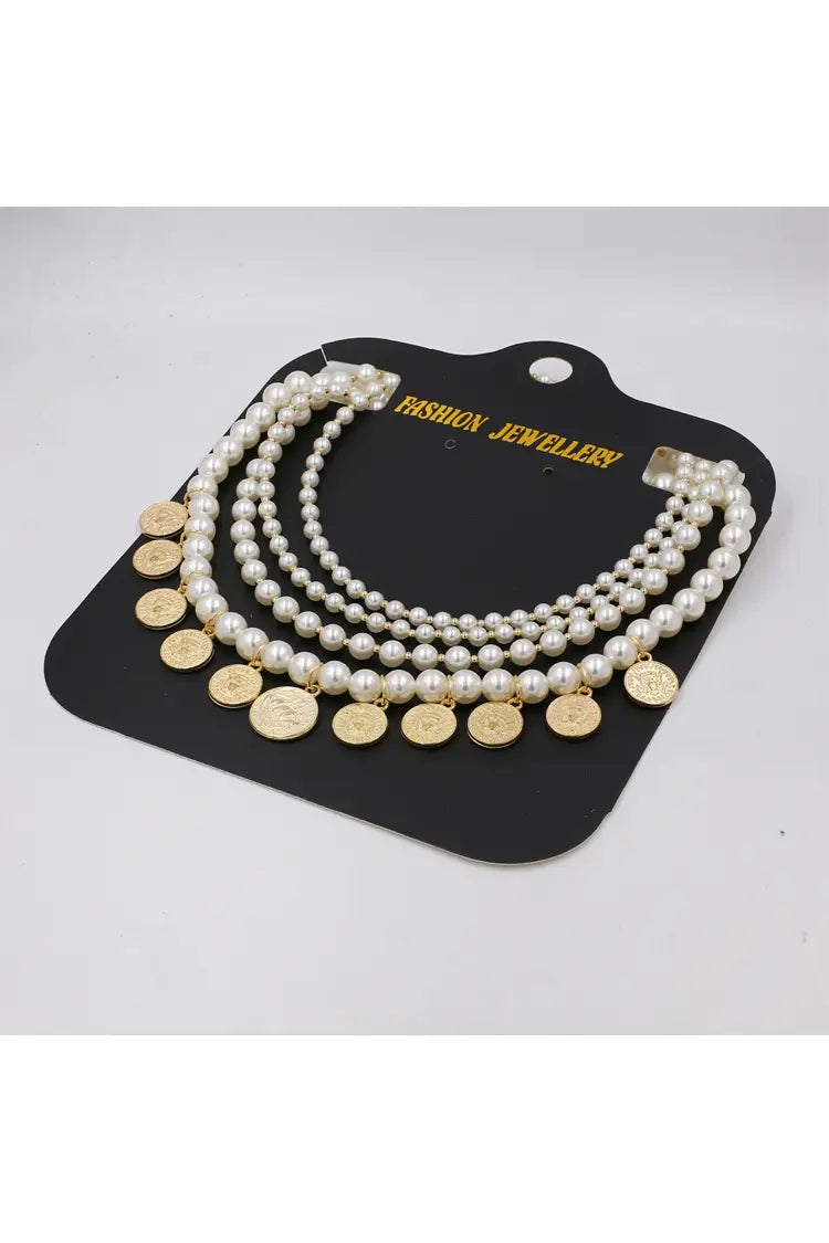 Isabel Pearl Gold Coin Necklace-CATCHALL
