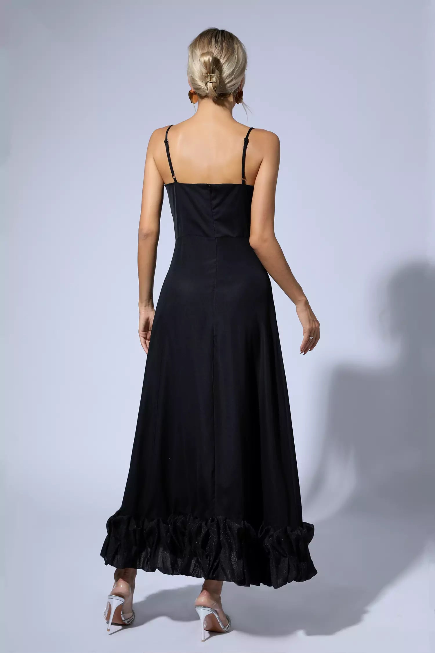 Izabella Black A-line Maxi Dress-CATCHALL