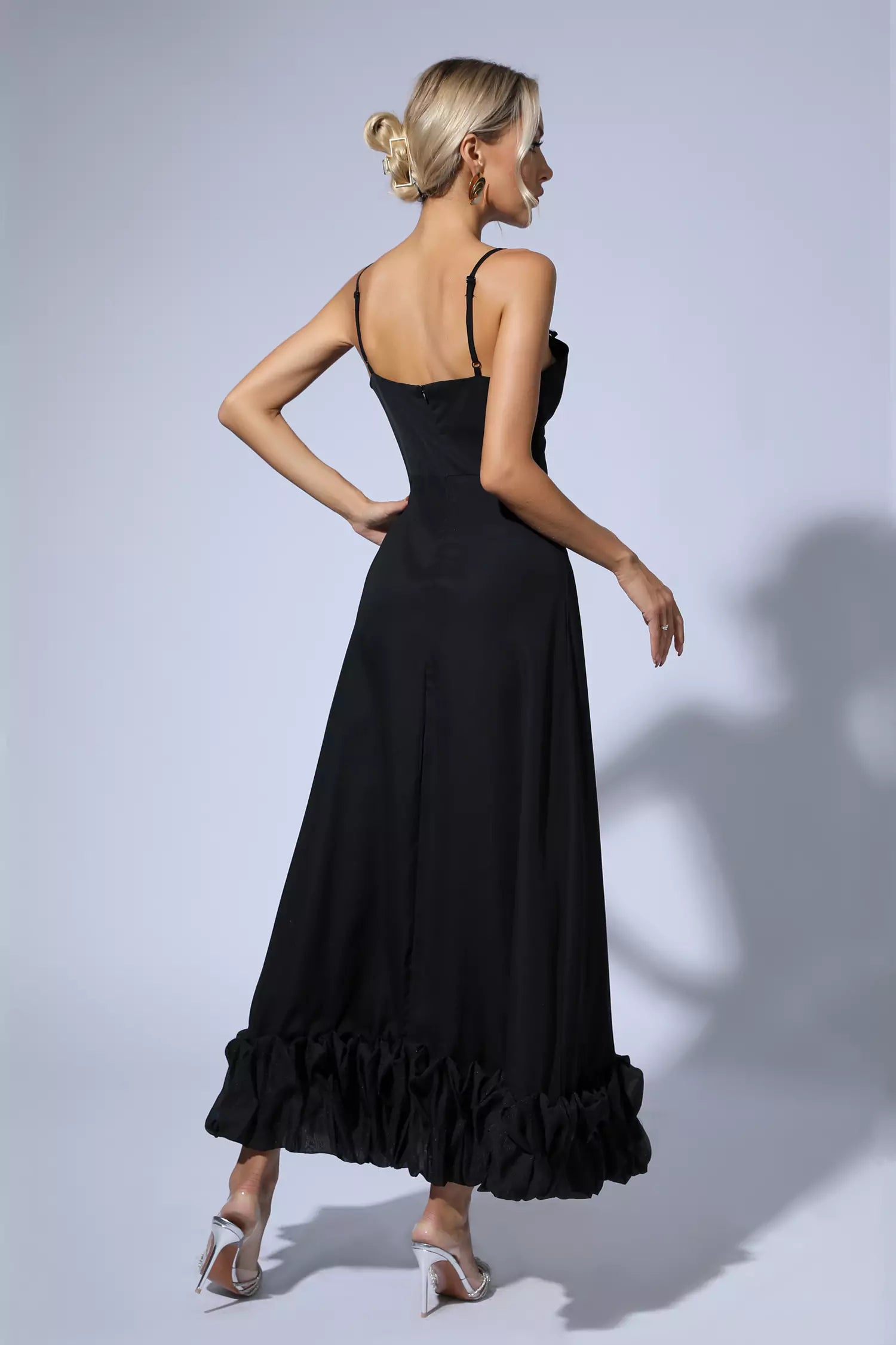 Izabella Black A-line Maxi Dress-CATCHALL