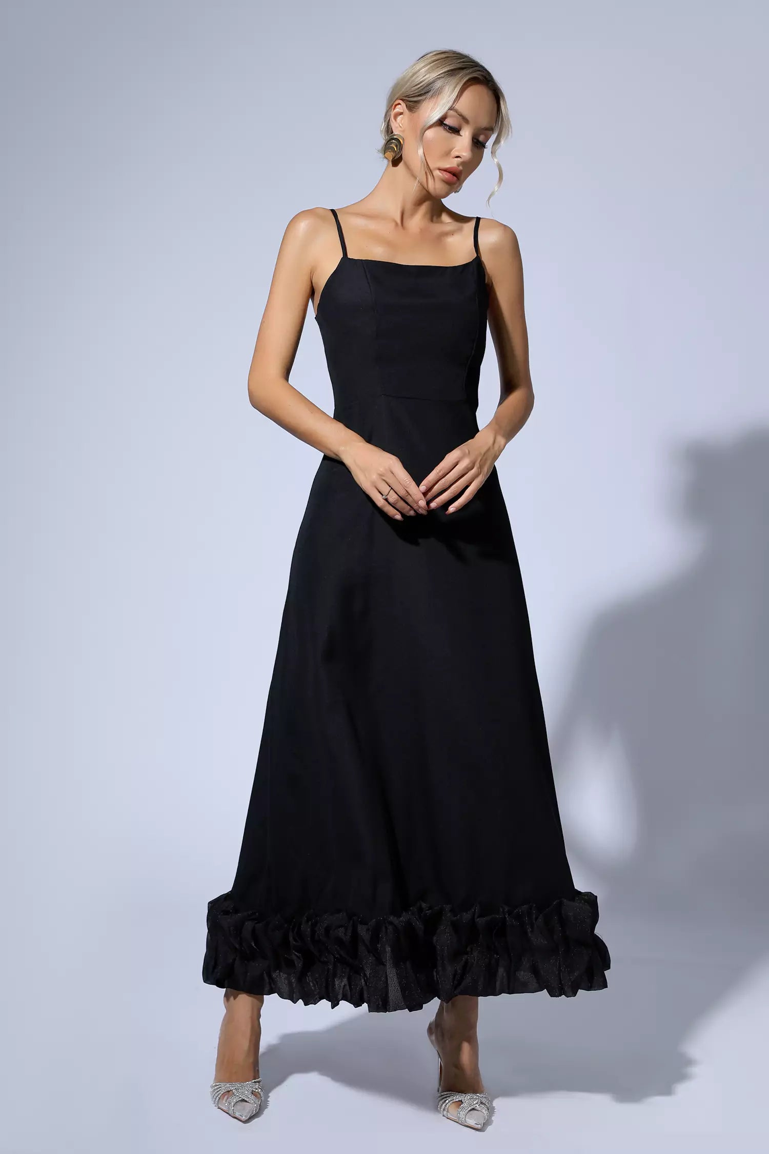 Izabella Black A-line Maxi Dress-CATCHALL