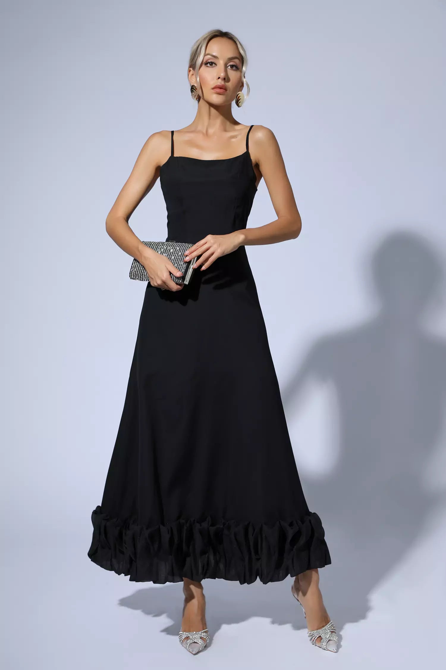 Izabella Black A-line Maxi Dress