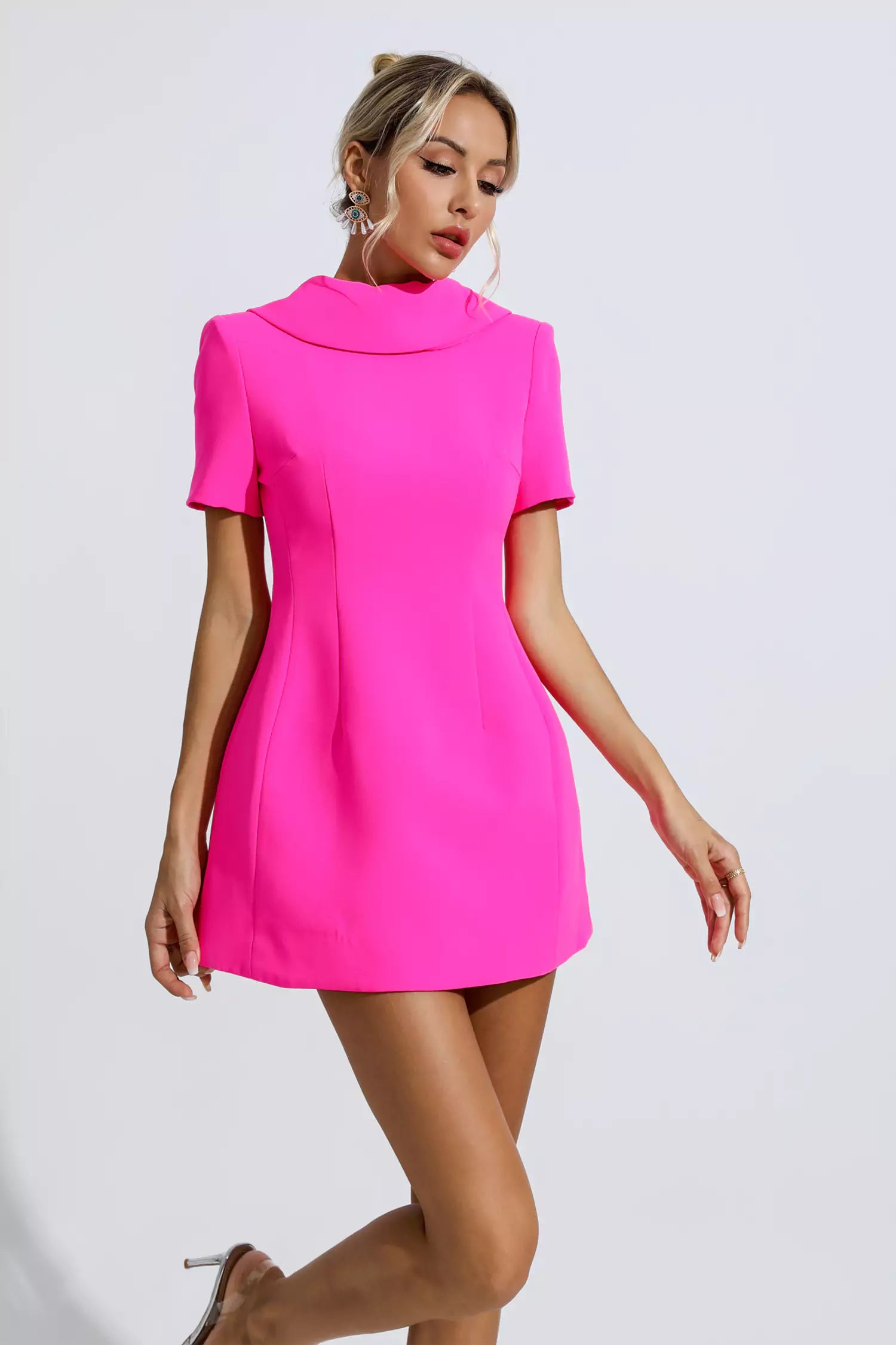 Jacqueline Pink Bow Mini Dress-CATCHALL
