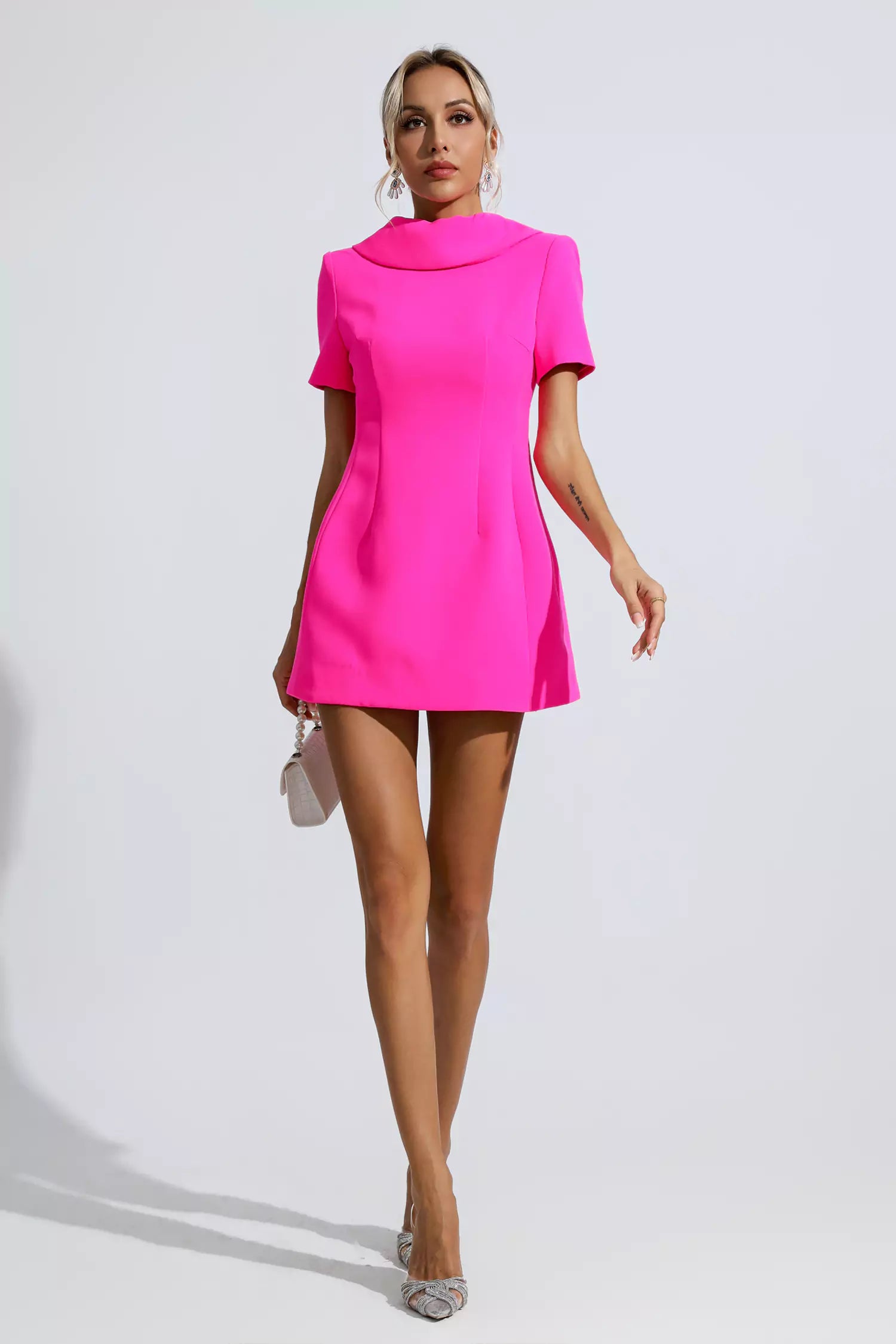 Jacqueline Pink Bow Mini Dress-CATCHALL