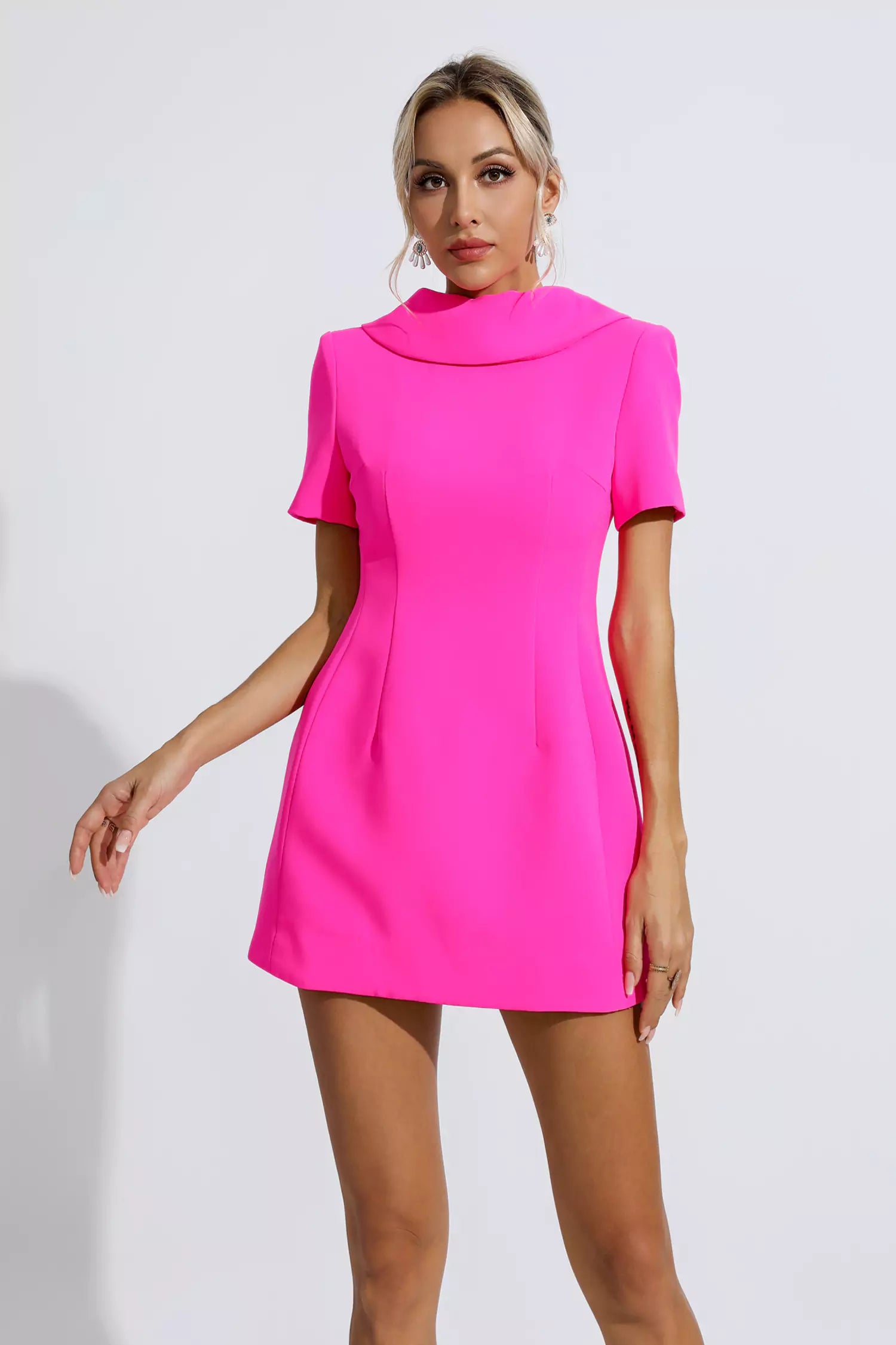 Jacqueline Pink Bow Mini Dress-CATCHALL