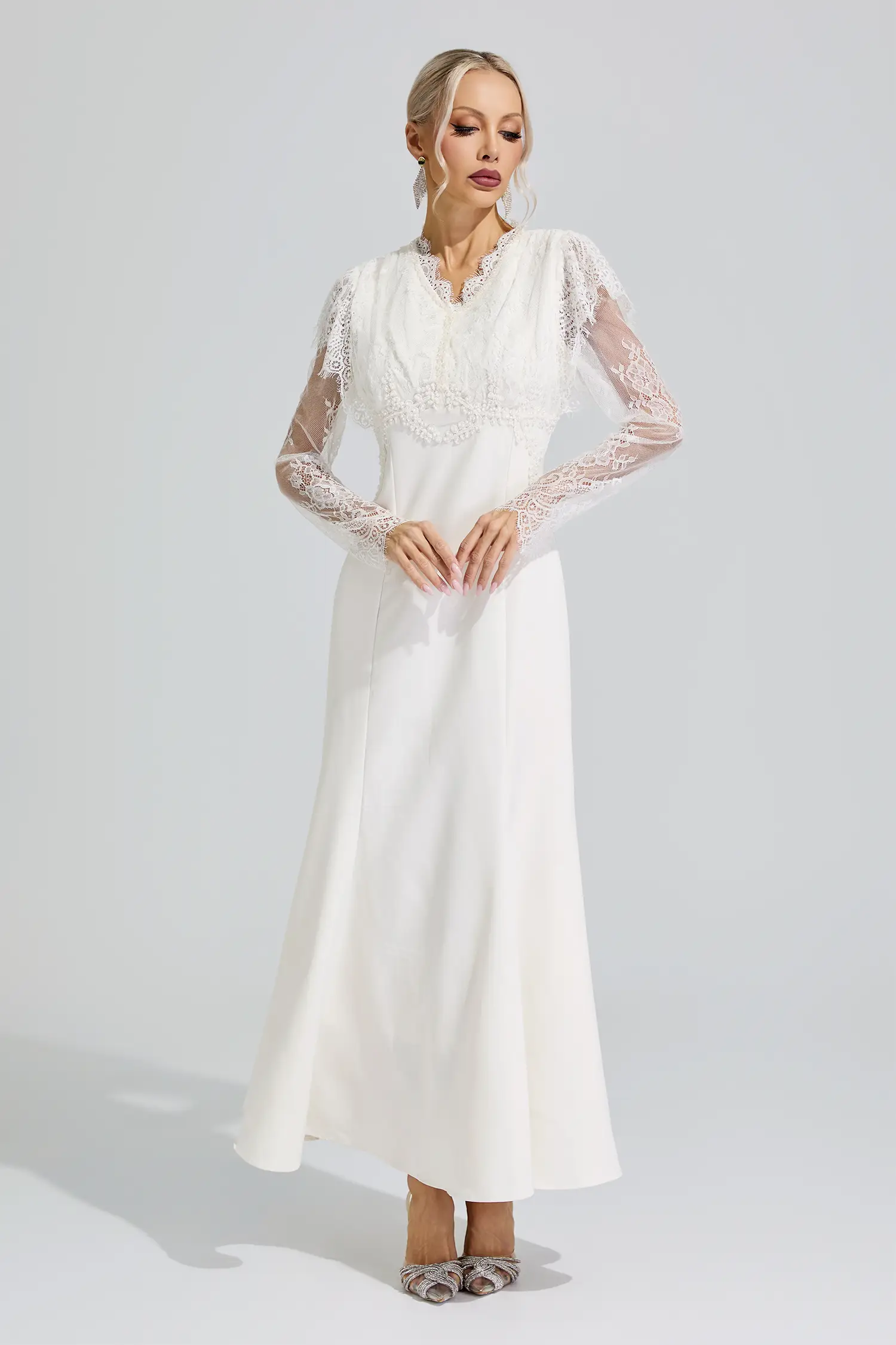 Jael Apricot Lace Mermaid Maxi Dress