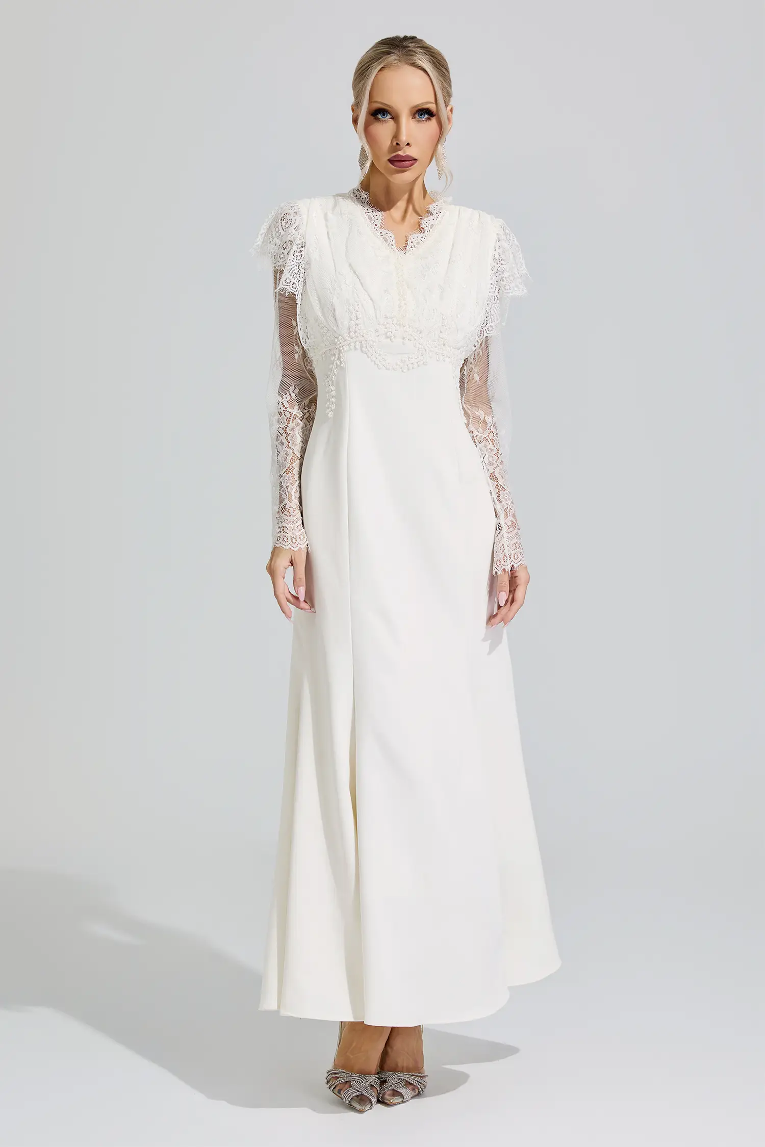 Jael Apricot Lace Mermaid Maxi Dress