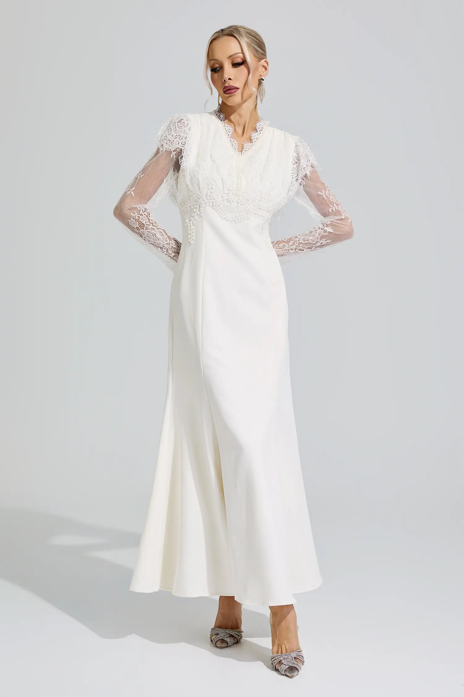 Jael Apricot Lace Mermaid Maxi Dress