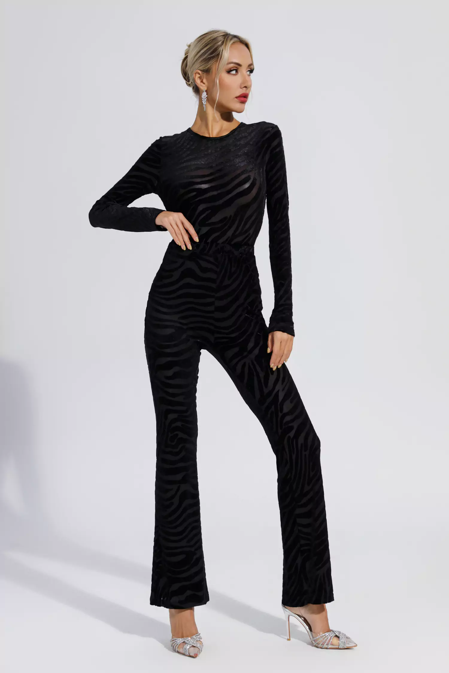 Jaliyah Black Zebra Printed One-piece Top Set-CATCHALL