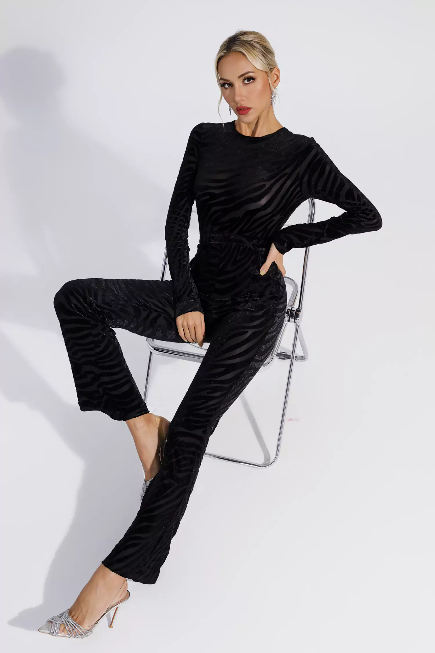 Jaliyah Black Zebra Printed One-piece Top Set-CATCHALL