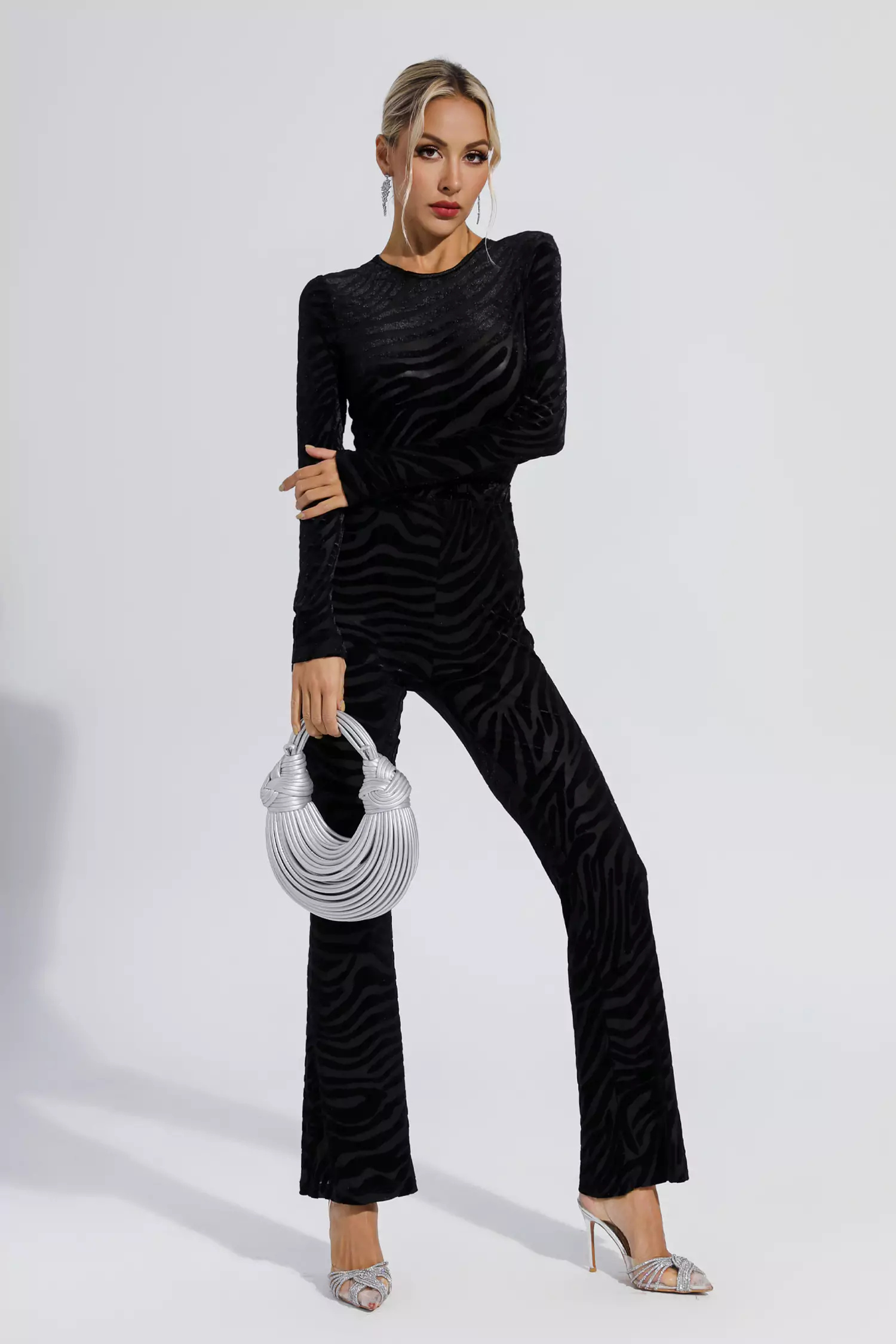 Jaliyah Black Zebra Printed One-piece Top Set-CATCHALL
