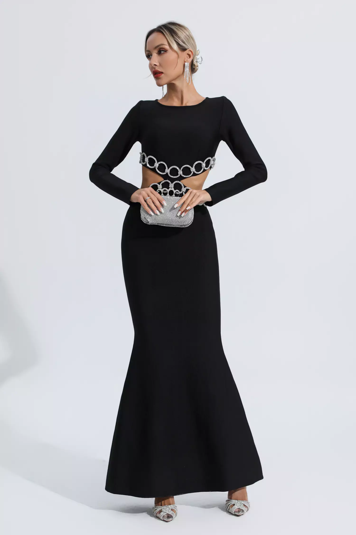 Janelle Black Cut Out Bandage Dress-CATCHALL